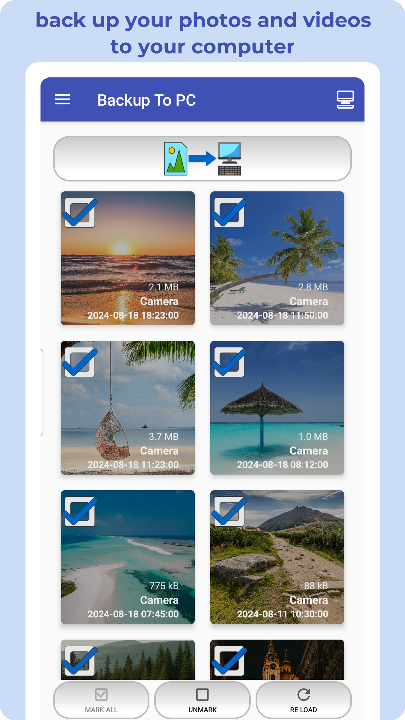 اسکرین شات 1 برنامه Backup Photos To My PC, NAS