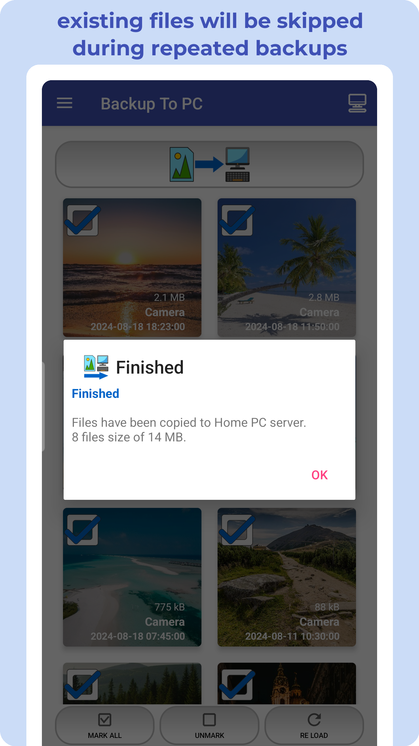 اسکرین شات 7 برنامه Backup Photos To My PC, NAS