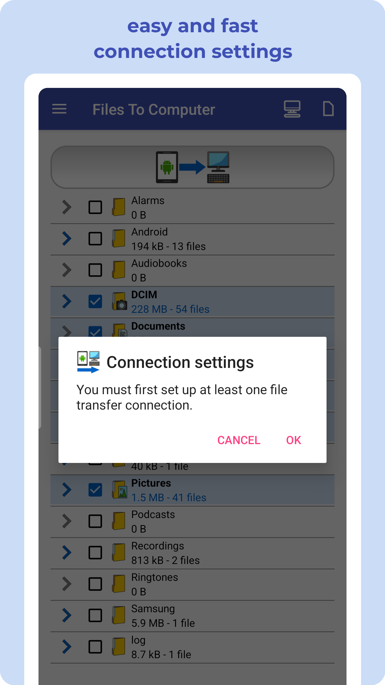 اسکرین شات 3 برنامه Transfer Files To Computer, PC