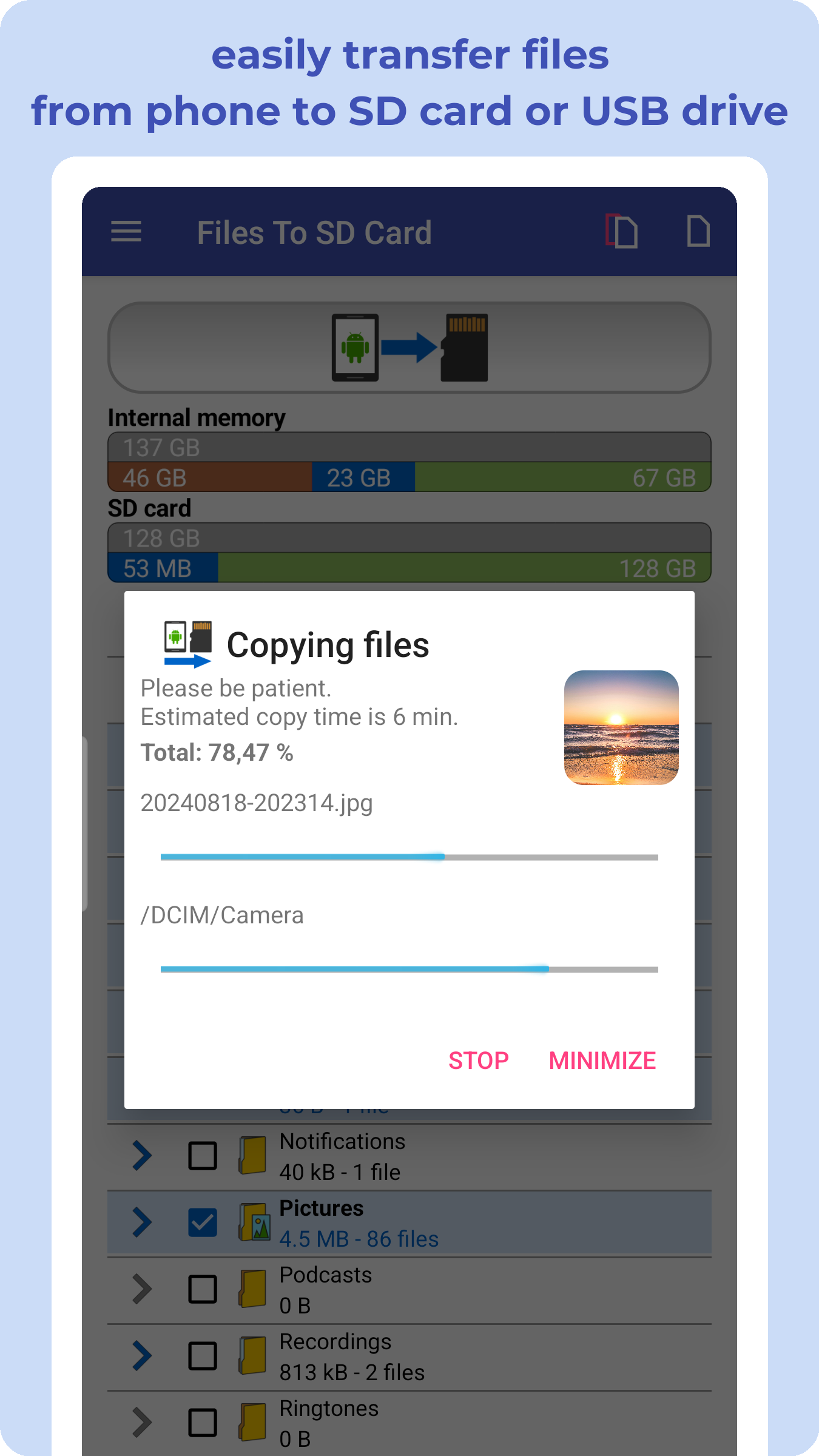 اسکرین شات 6 برنامه Files To SD Card or USB Drive