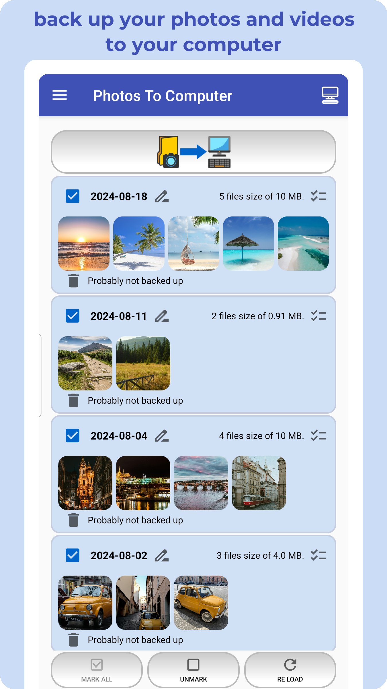 اسکرین شات 1 برنامه Photos To Computer or NAS