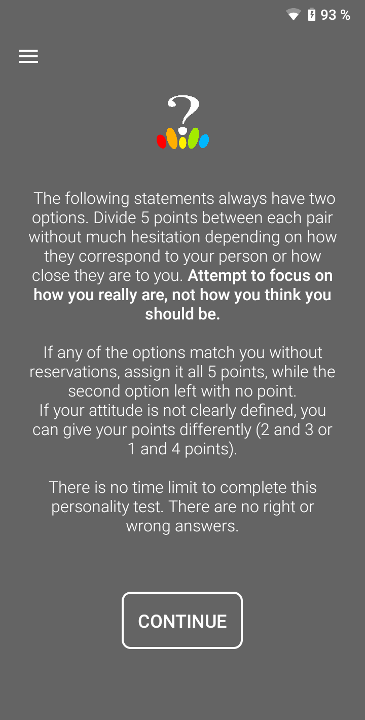 اسکرین شات 1 برنامه 16 Types Personality Test