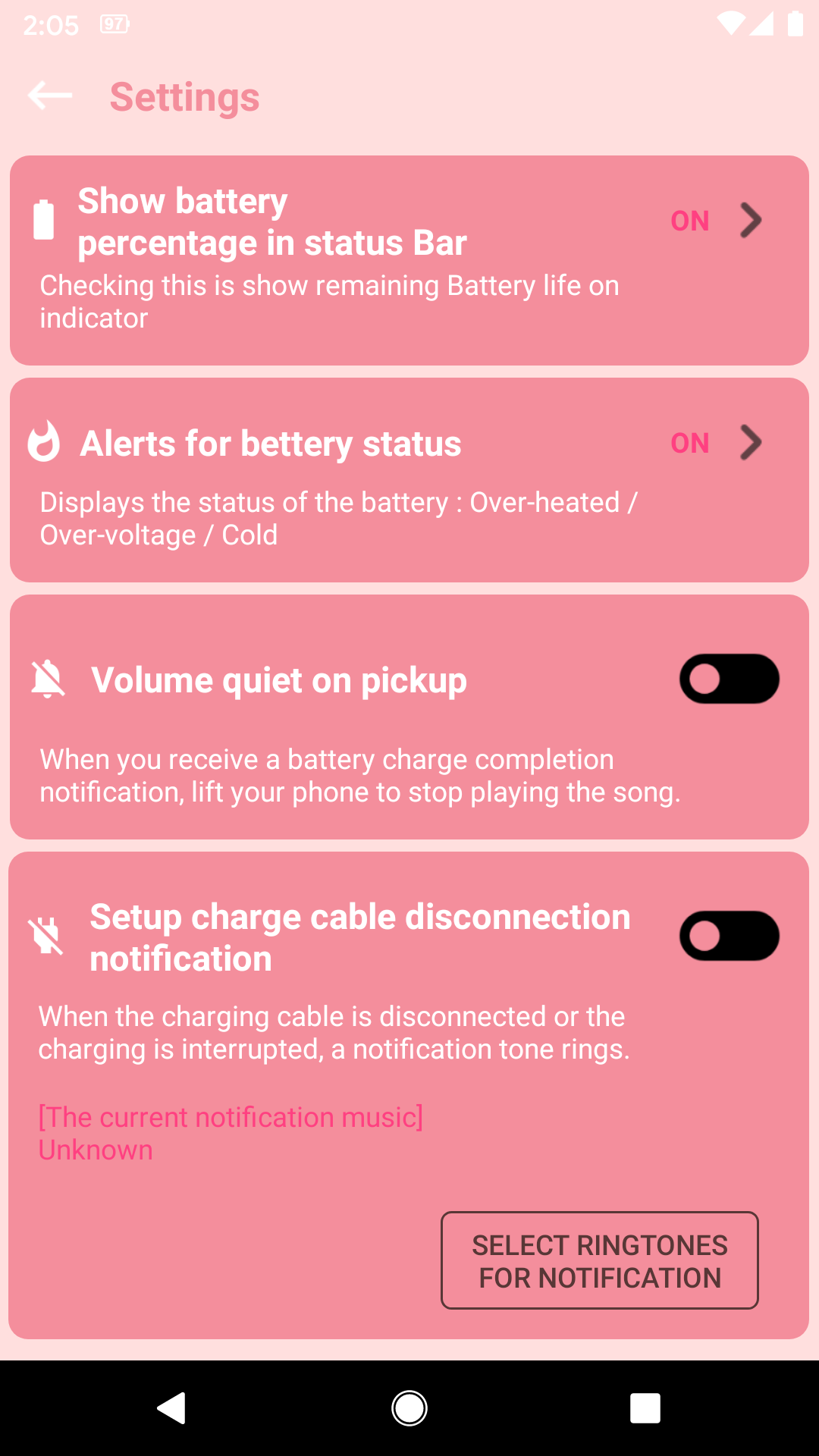 اسکرین شات 4 برنامه Battery sound notification