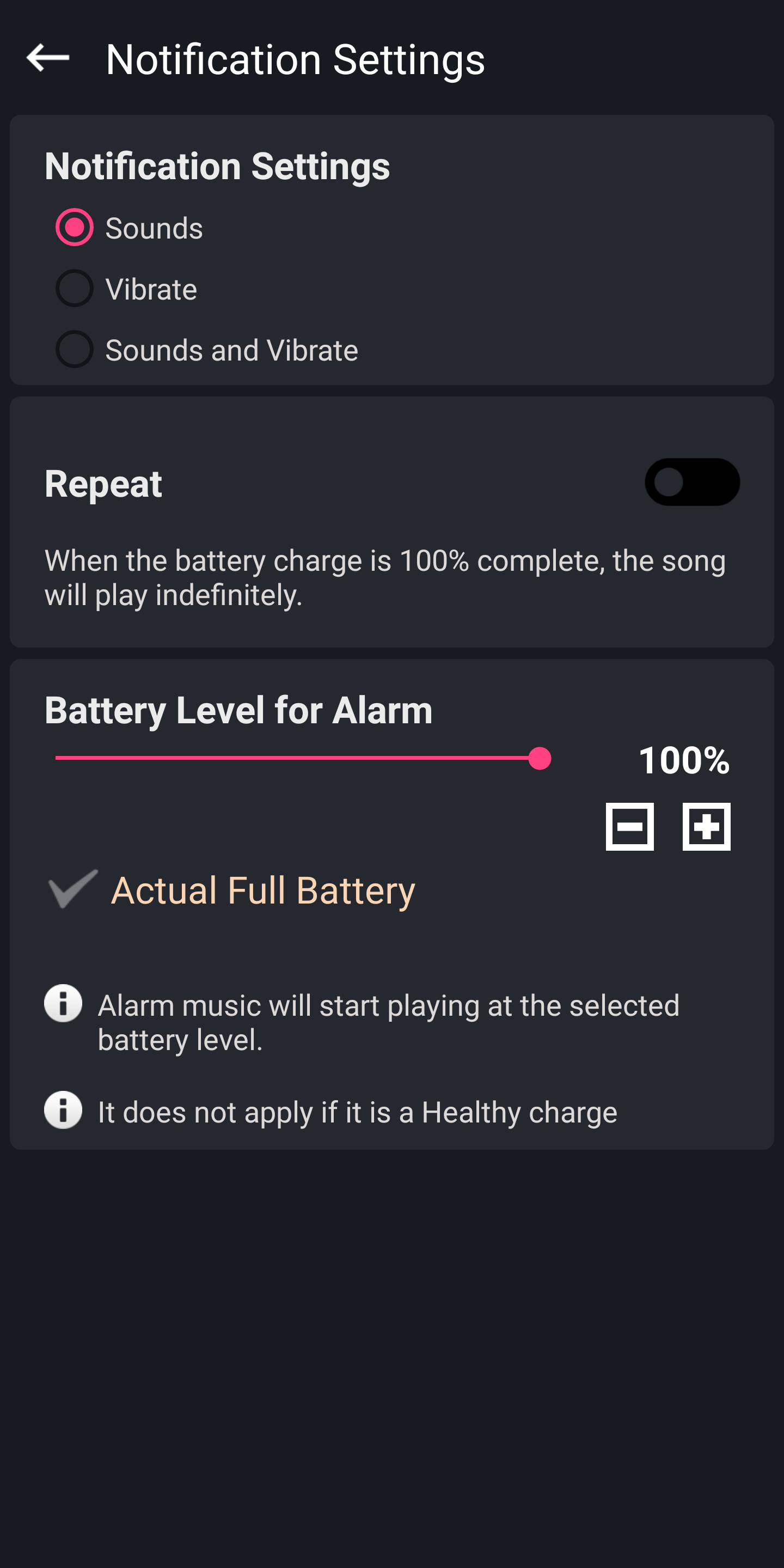 اسکرین شات 5 برنامه Battery charge notification