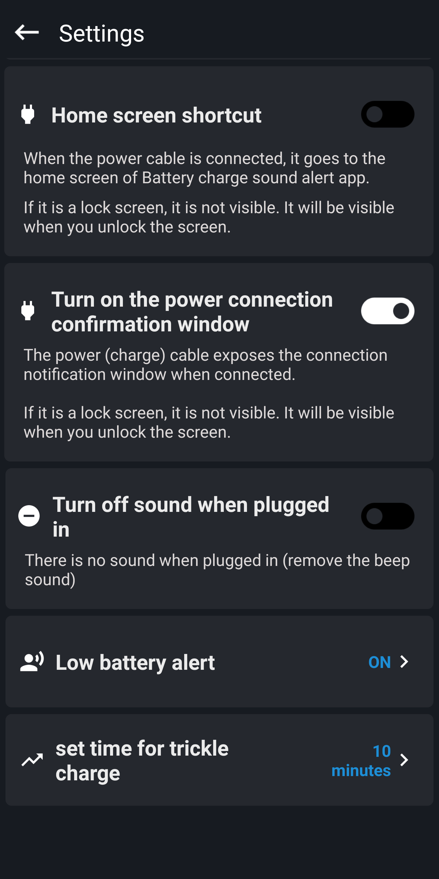 اسکرین شات 4 برنامه Battery charge notification