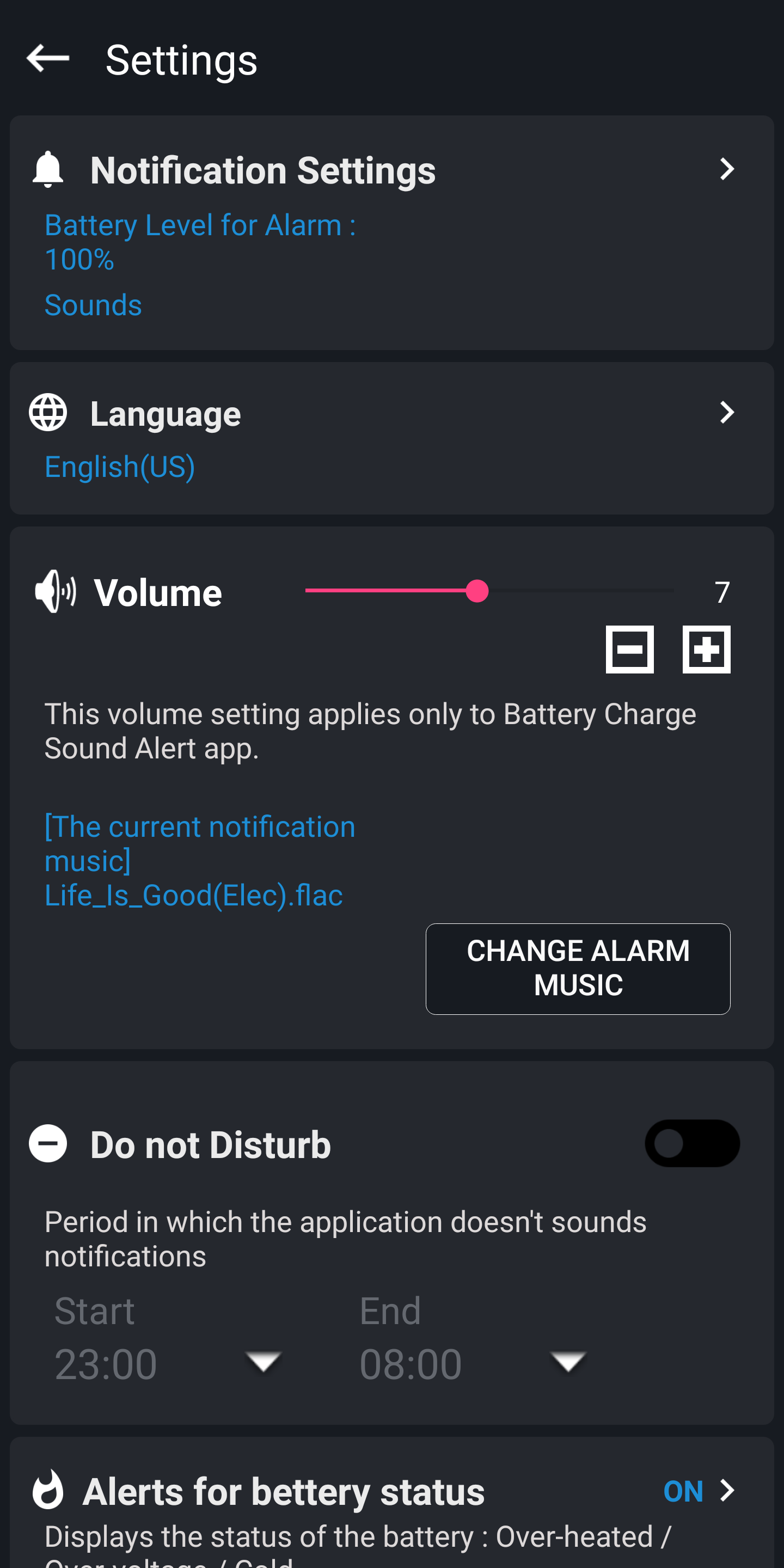 اسکرین شات 3 برنامه Battery charge notification
