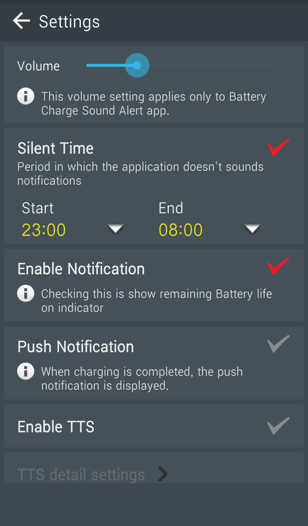 اسکرین شات 3 برنامه Battery charge sound alert
