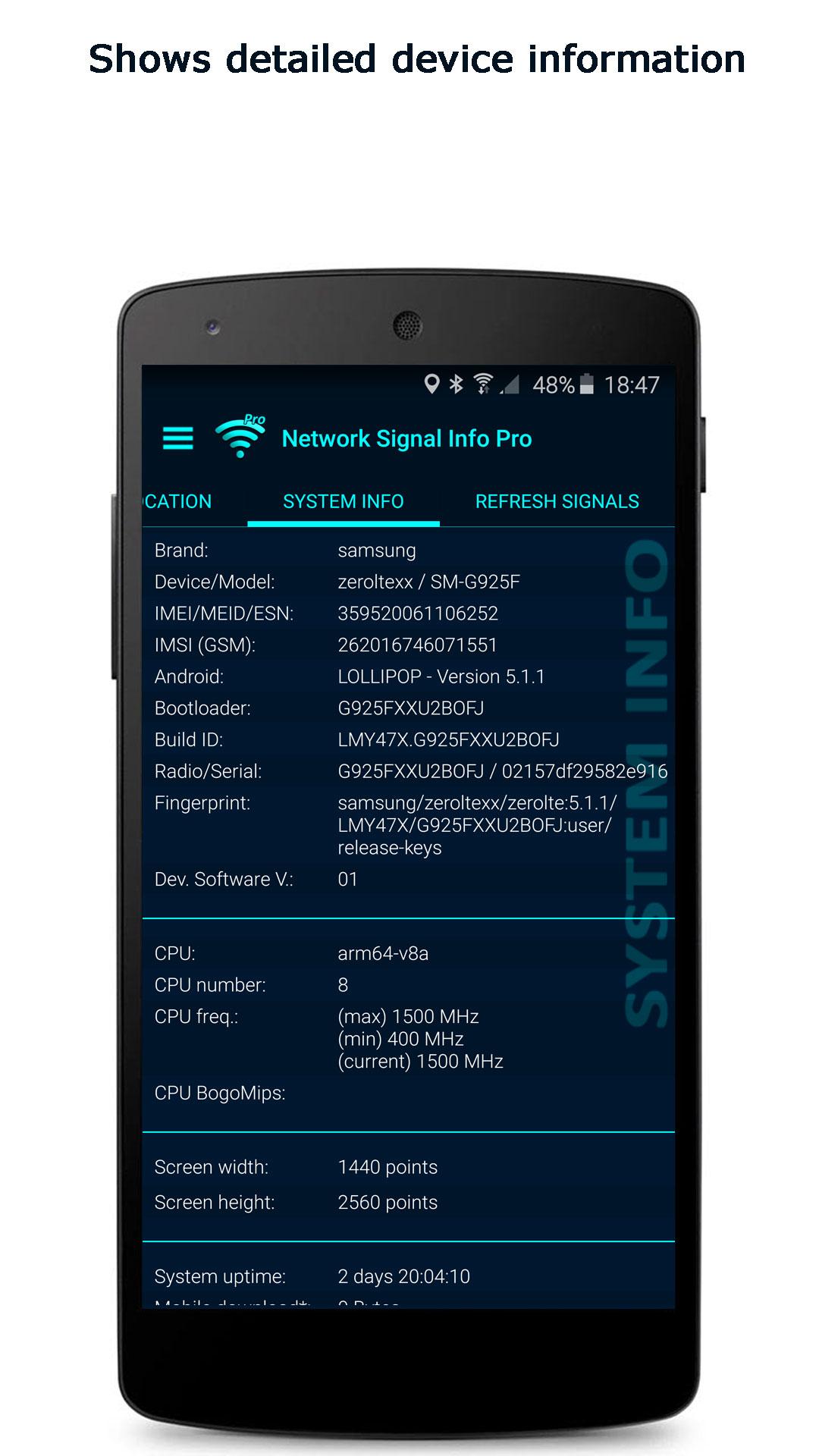 اسکرین شات 5 برنامه Network Signal Info