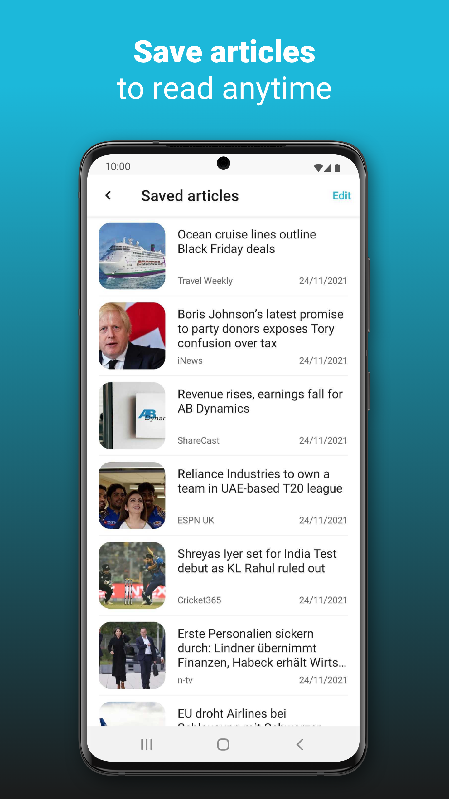 اسکرین شات 6 برنامه upday news for Samsung