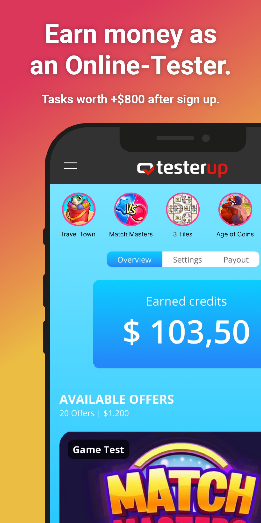 اسکرین شات 1 برنامه testerup - earn money