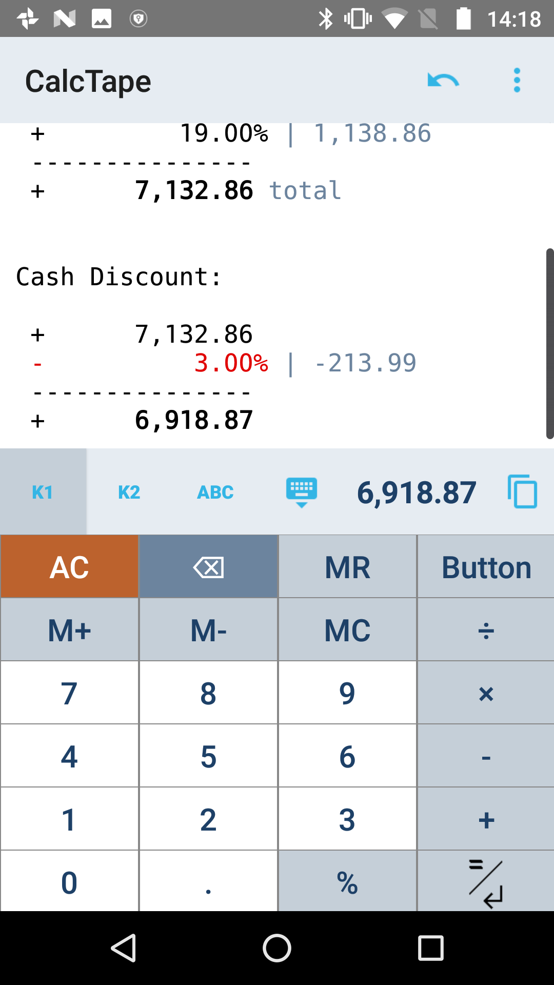 اسکرین شات 1 برنامه CalcTape Calculator with Tape
