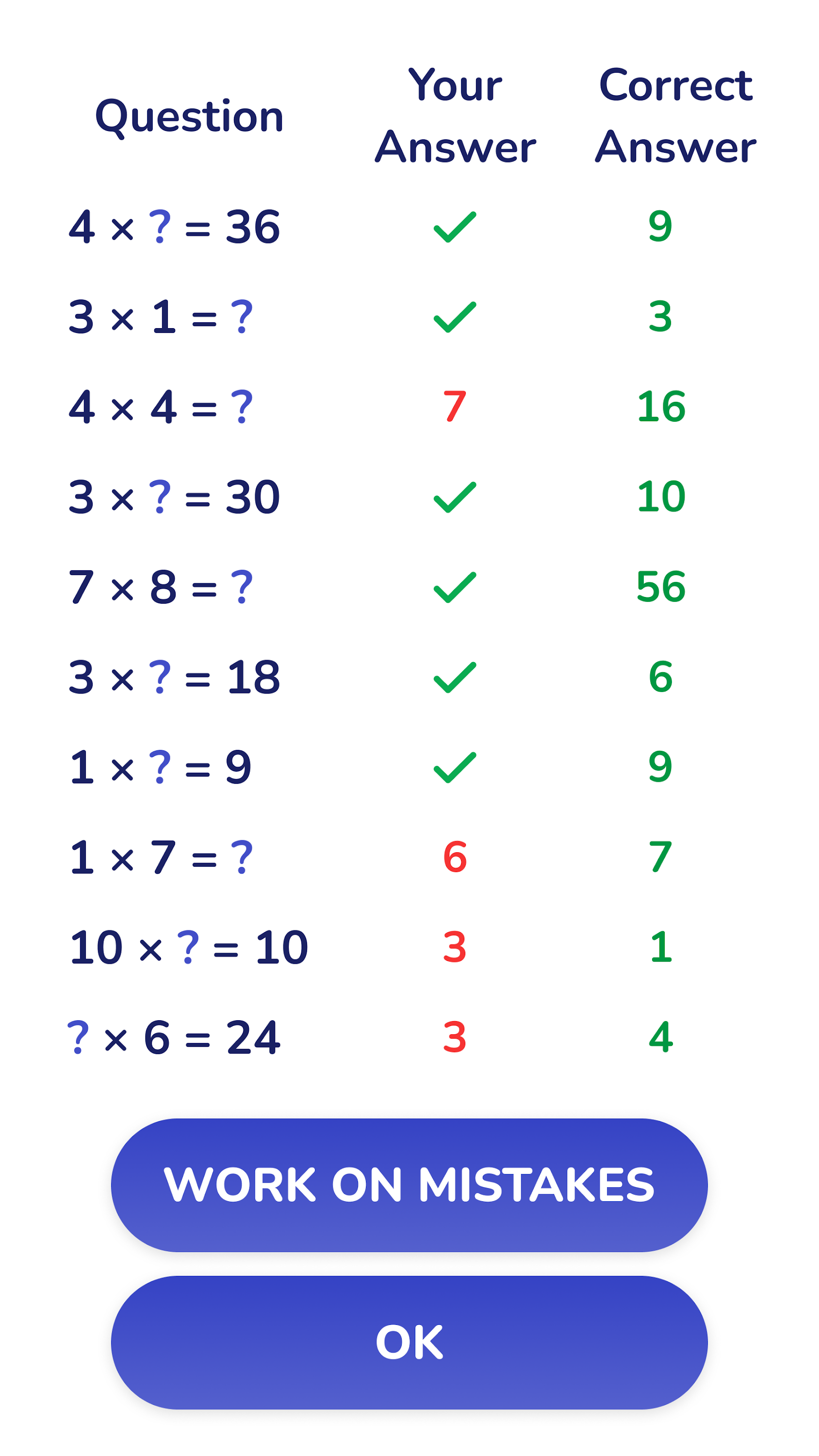اسکرین شات 4 بازی Multiplication Games Math quiz