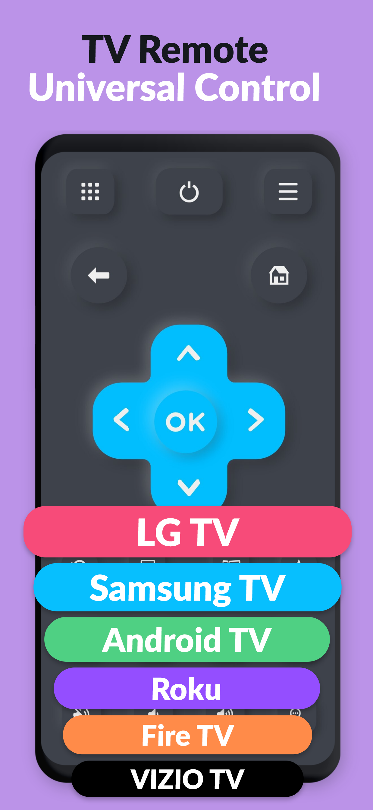 اسکرین شات 1 برنامه Remote + LG, Roku, Fire TV