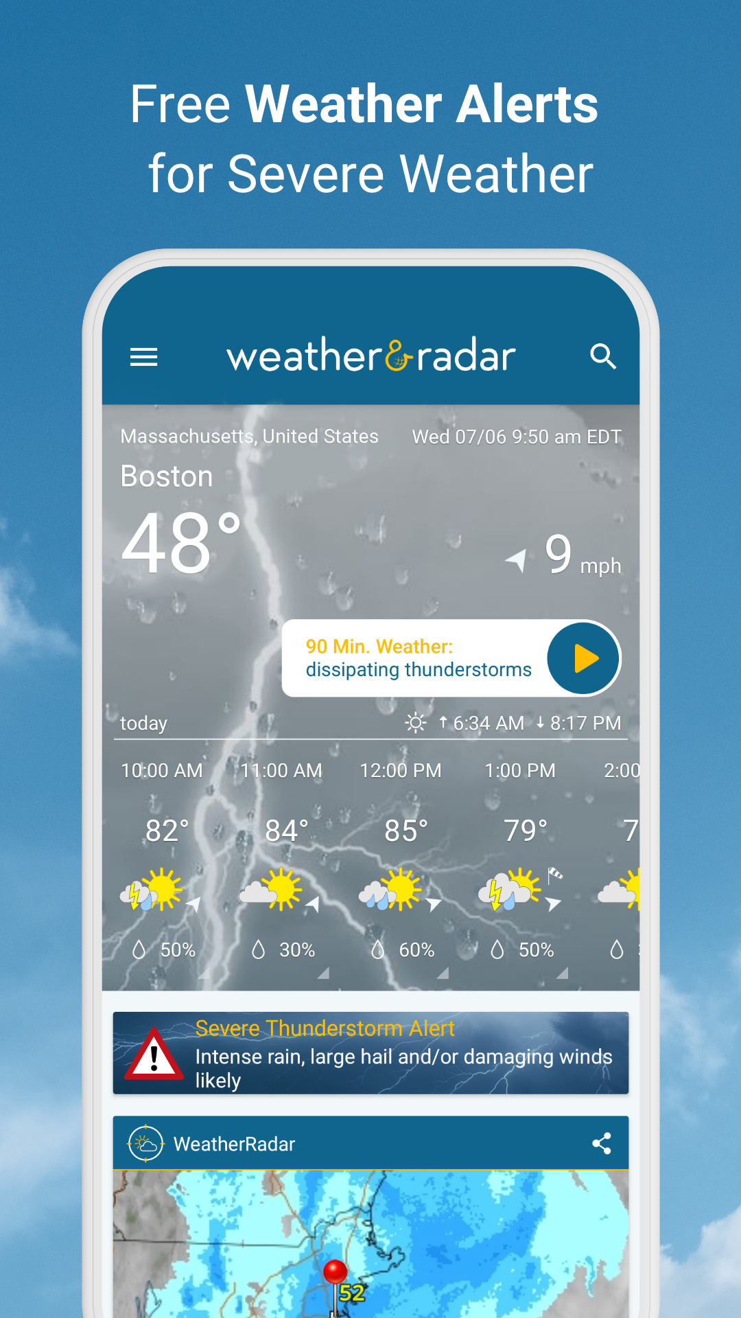 اسکرین شات 2 برنامه Weather & Radar - Storm radar