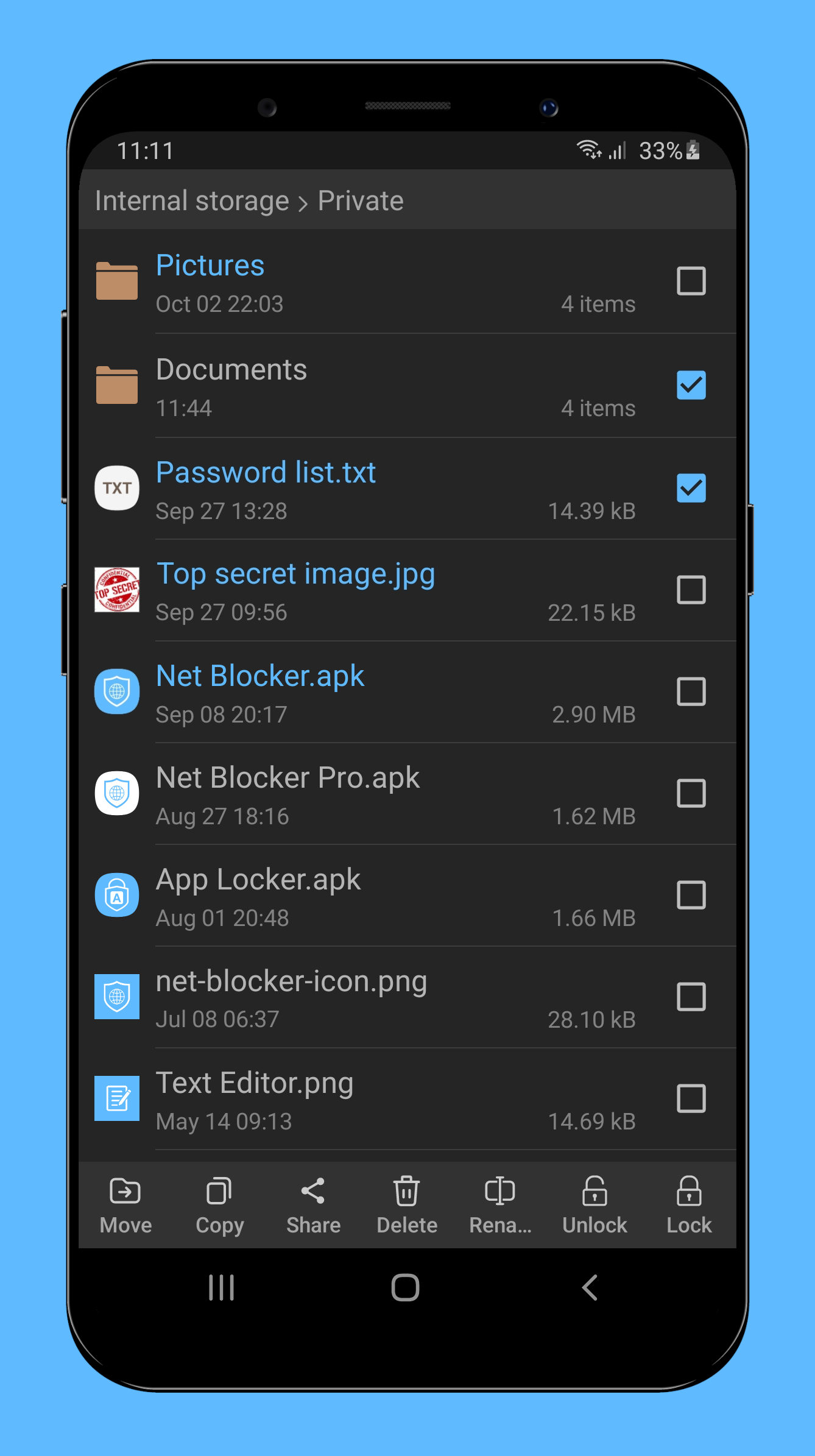 اسکرین شات 3 برنامه File Locker - Protect files