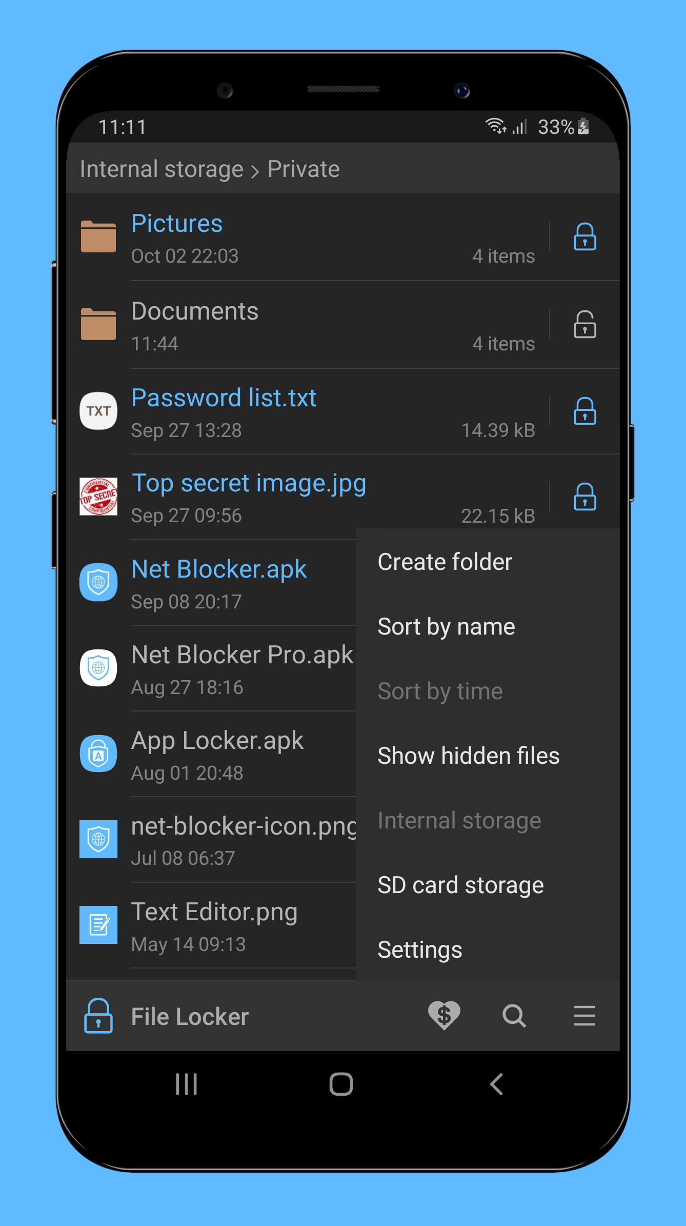 اسکرین شات 4 برنامه File Locker - Protect files