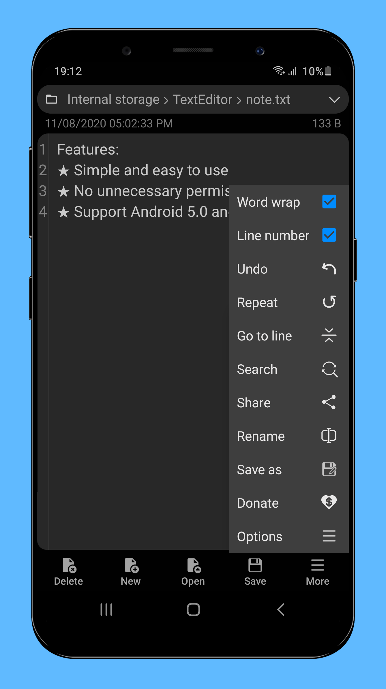 اسکرین شات 2 برنامه Text Editor - Plain Notepad