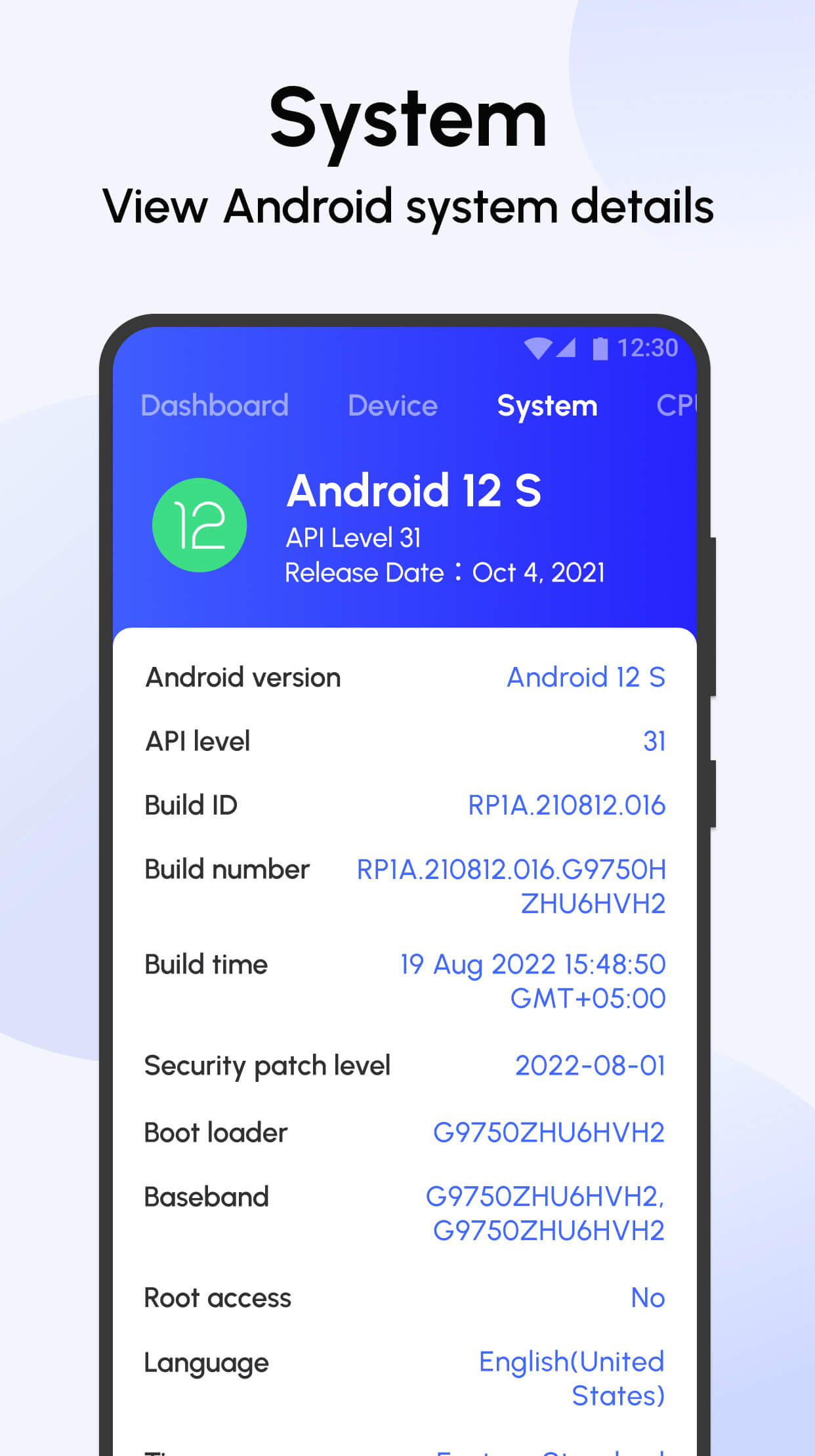 اسکرین شات 2 برنامه Device Info: System Info & CPU