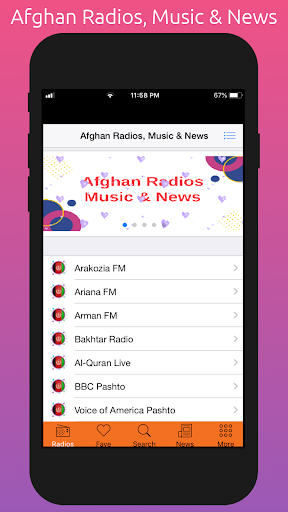 اسکرین شات 1 برنامه Afghan All Live Radios, Music, News & Media Online