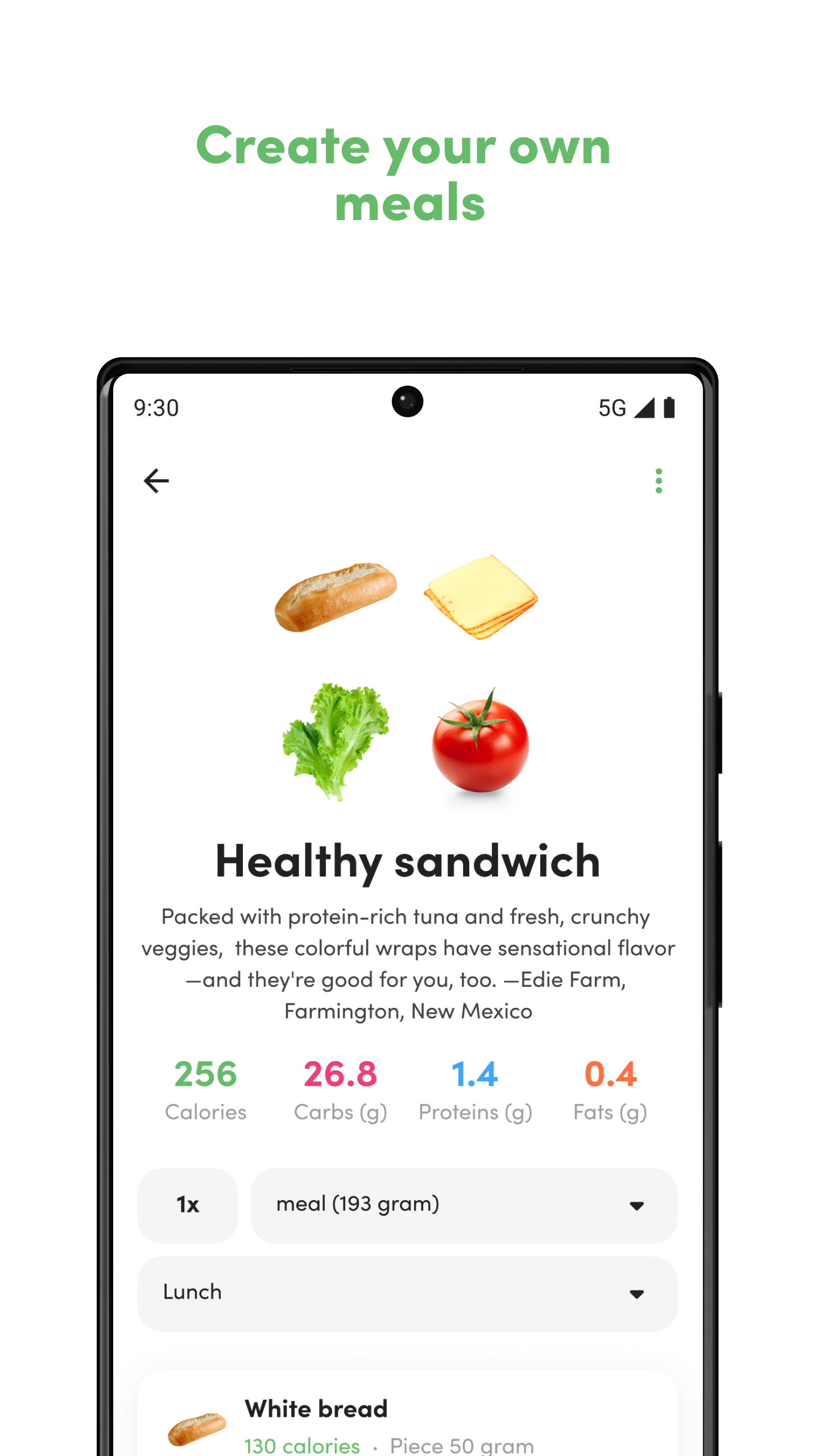 اسکرین شات 6 برنامه Calorie, Carb & Fat Counter