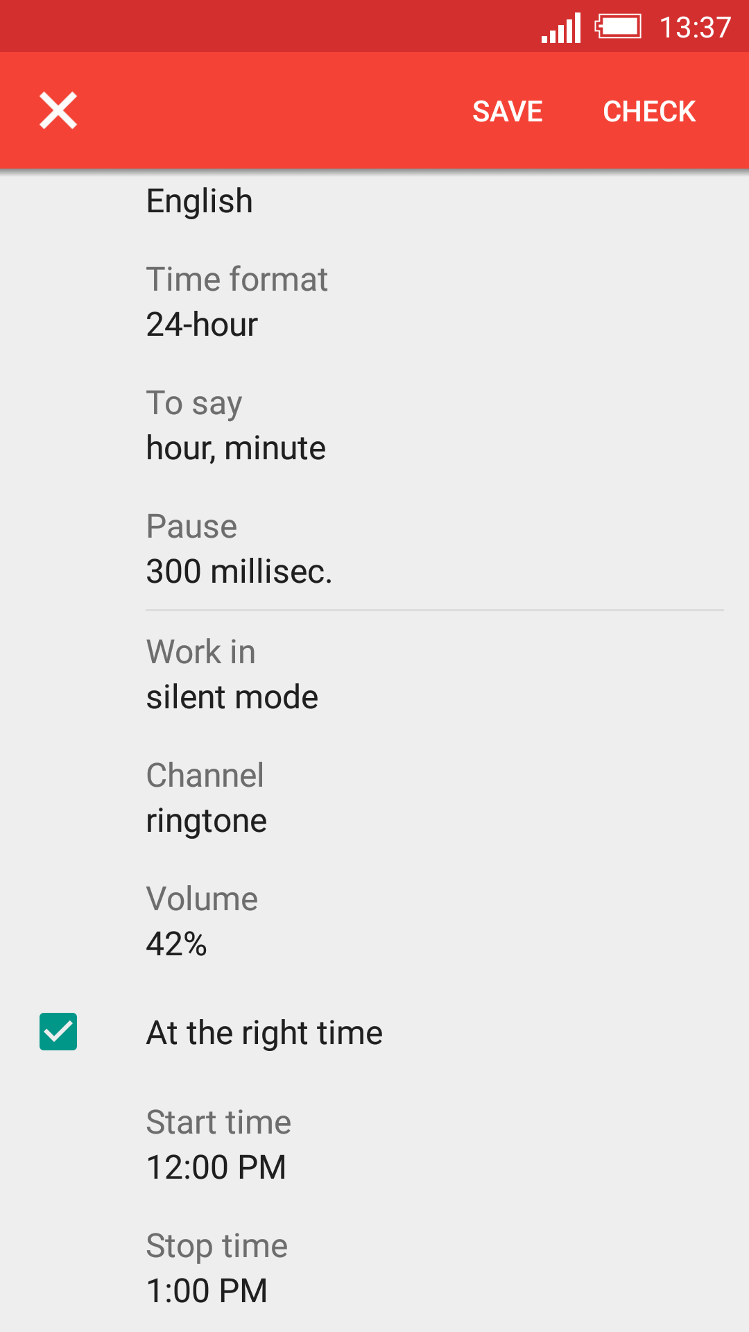 اسکرین شات 6 برنامه Speaking clock DVBeep