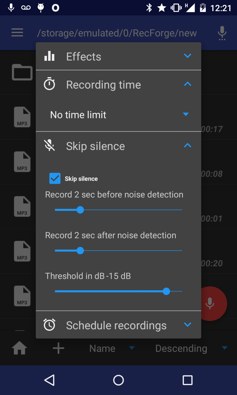 اسکرین شات 3 برنامه RecForge II - Audio Recorder