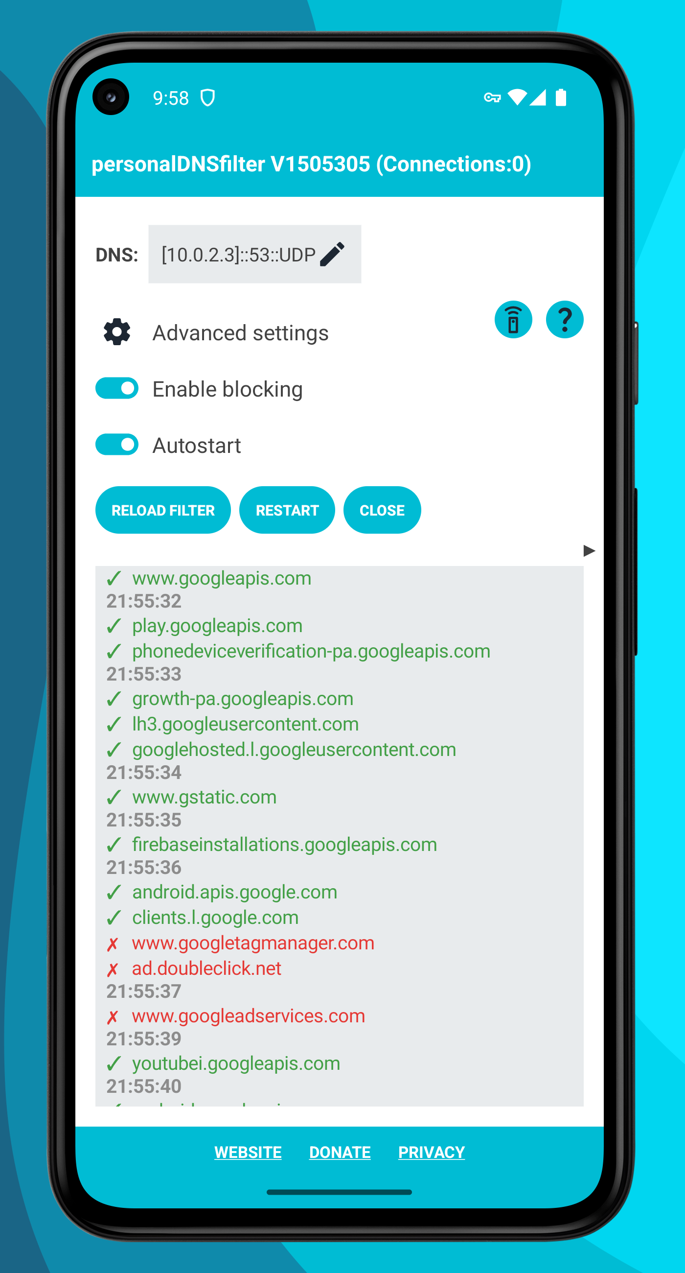 اسکرین شات 1 برنامه personalDNSfilter