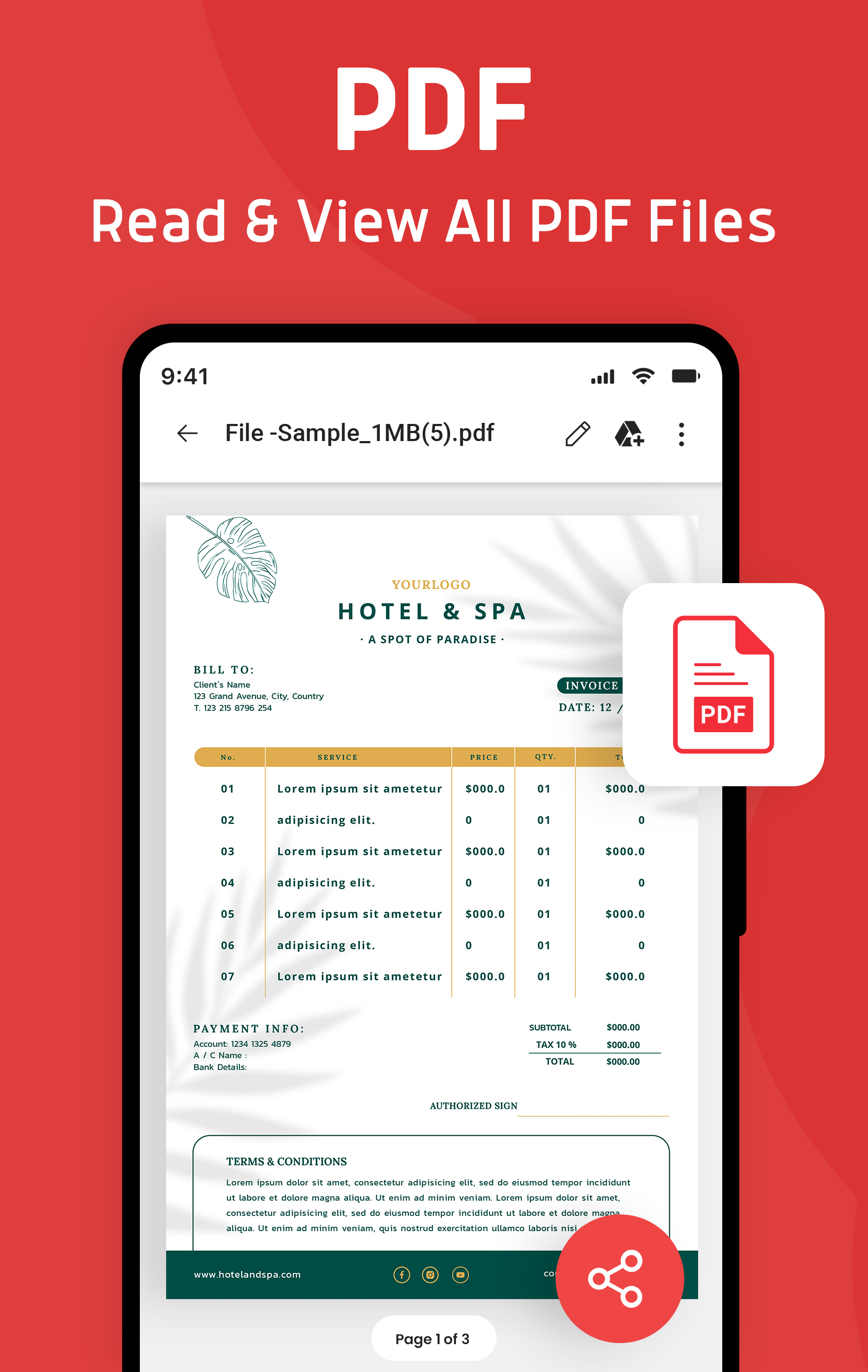 اسکرین شات 3 برنامه Document Reader PDF Word & XLS