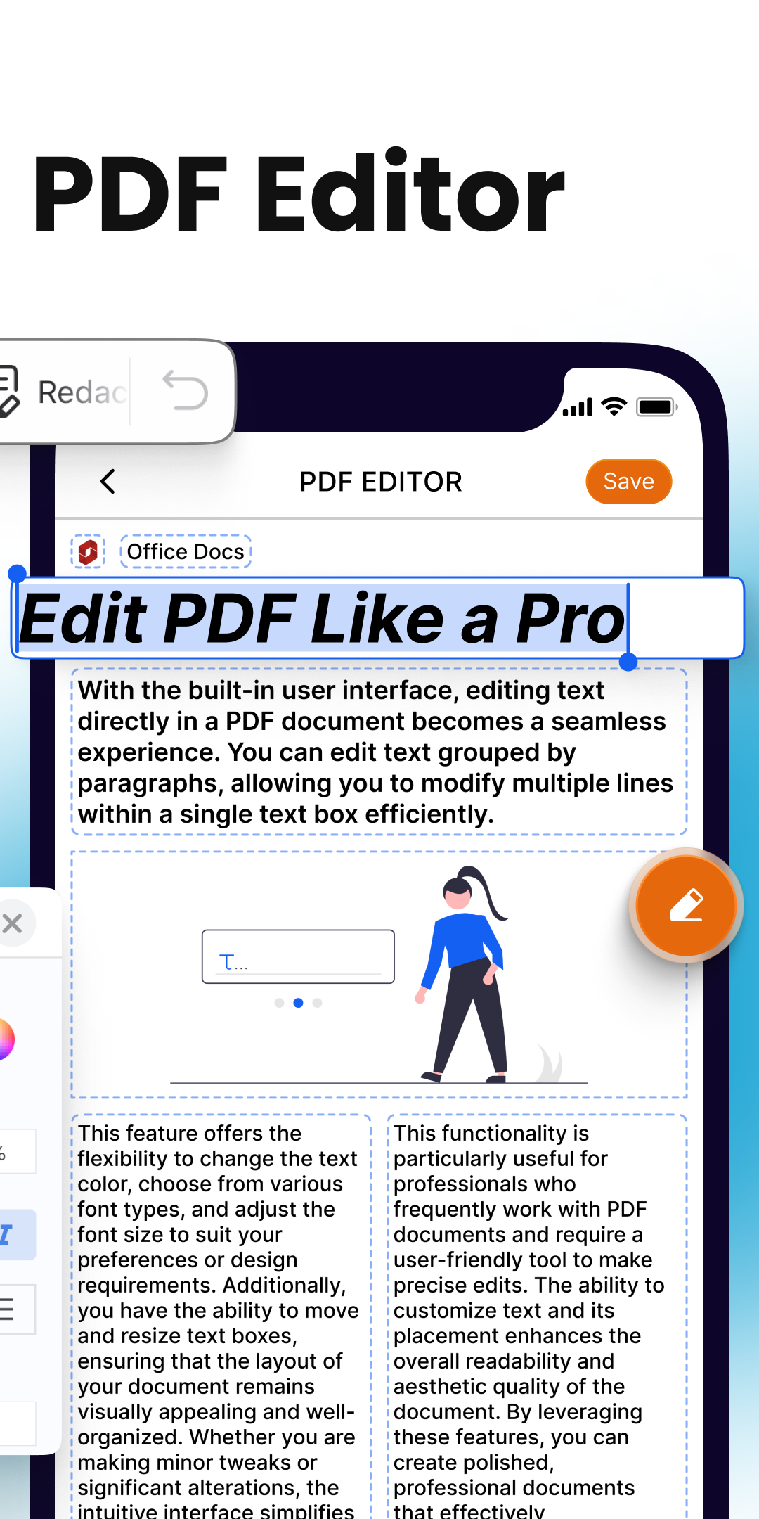 اسکرین شات 2 برنامه Office Docs : PDF Text Editor