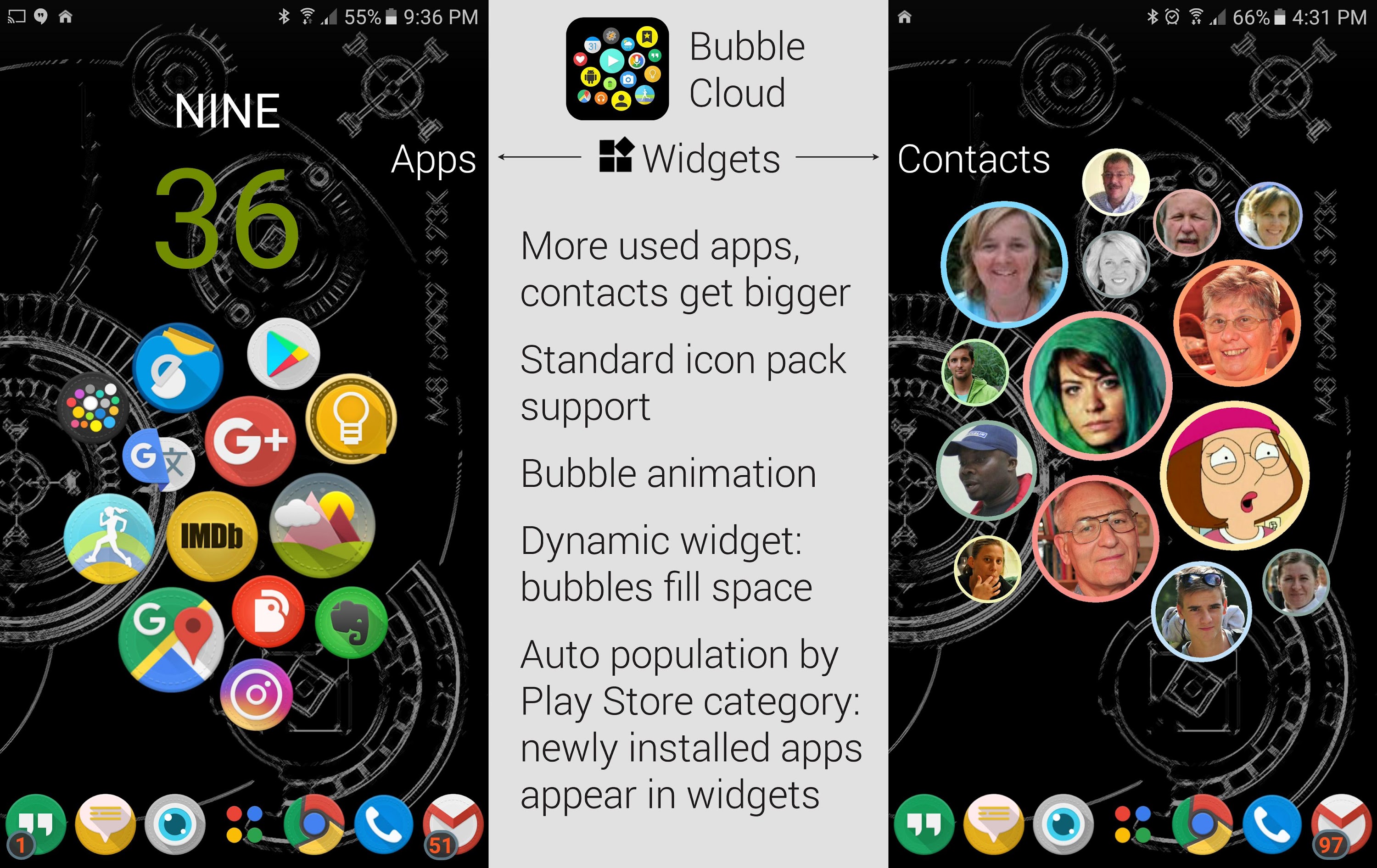 اسکرین شات 1 برنامه Bubble Cloud Widgets + Folders