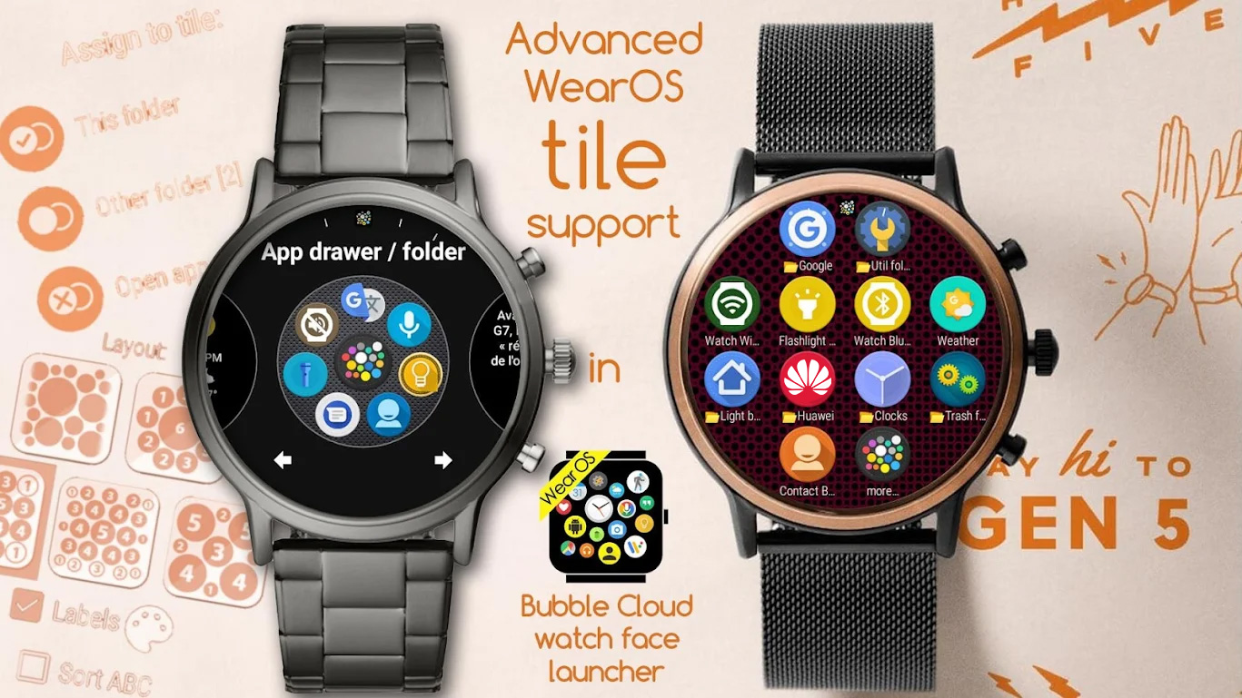 اسکرین شات 3 برنامه Bubble Cloud Wear OS Launcher