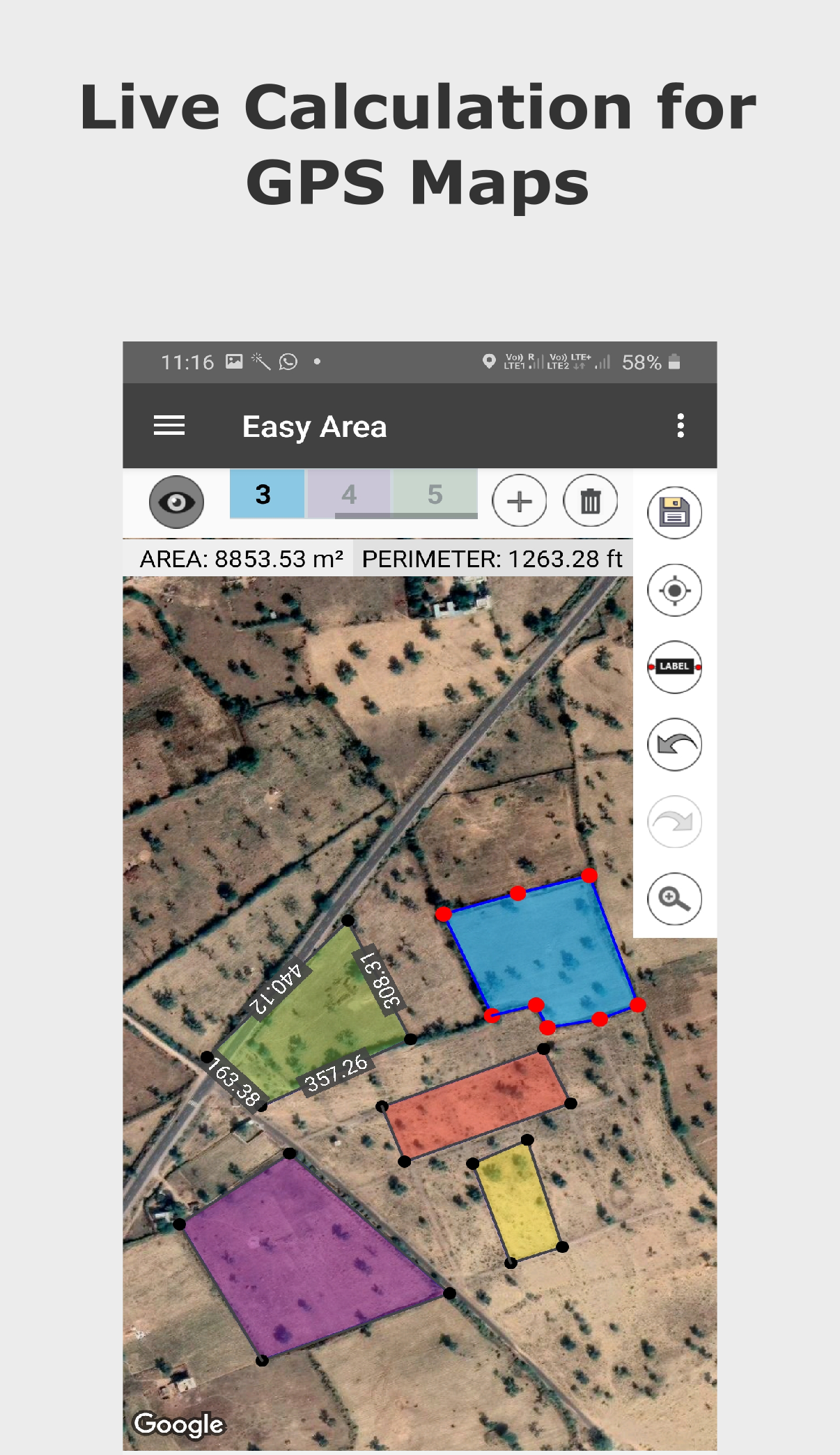 اسکرین شات 4 برنامه Easy Area : Land Area Measure