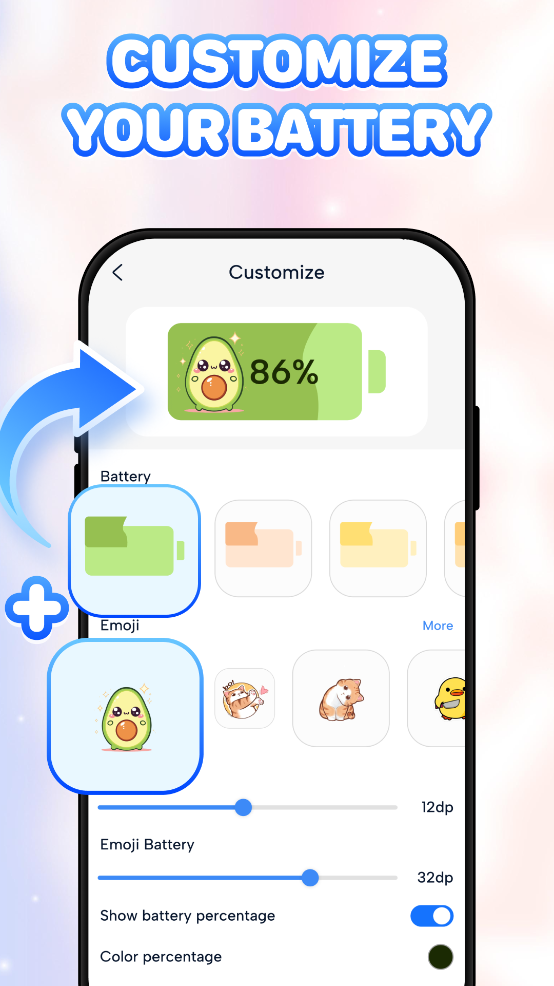 اسکرین شات 3 برنامه Emoji Battery - Battery Icon