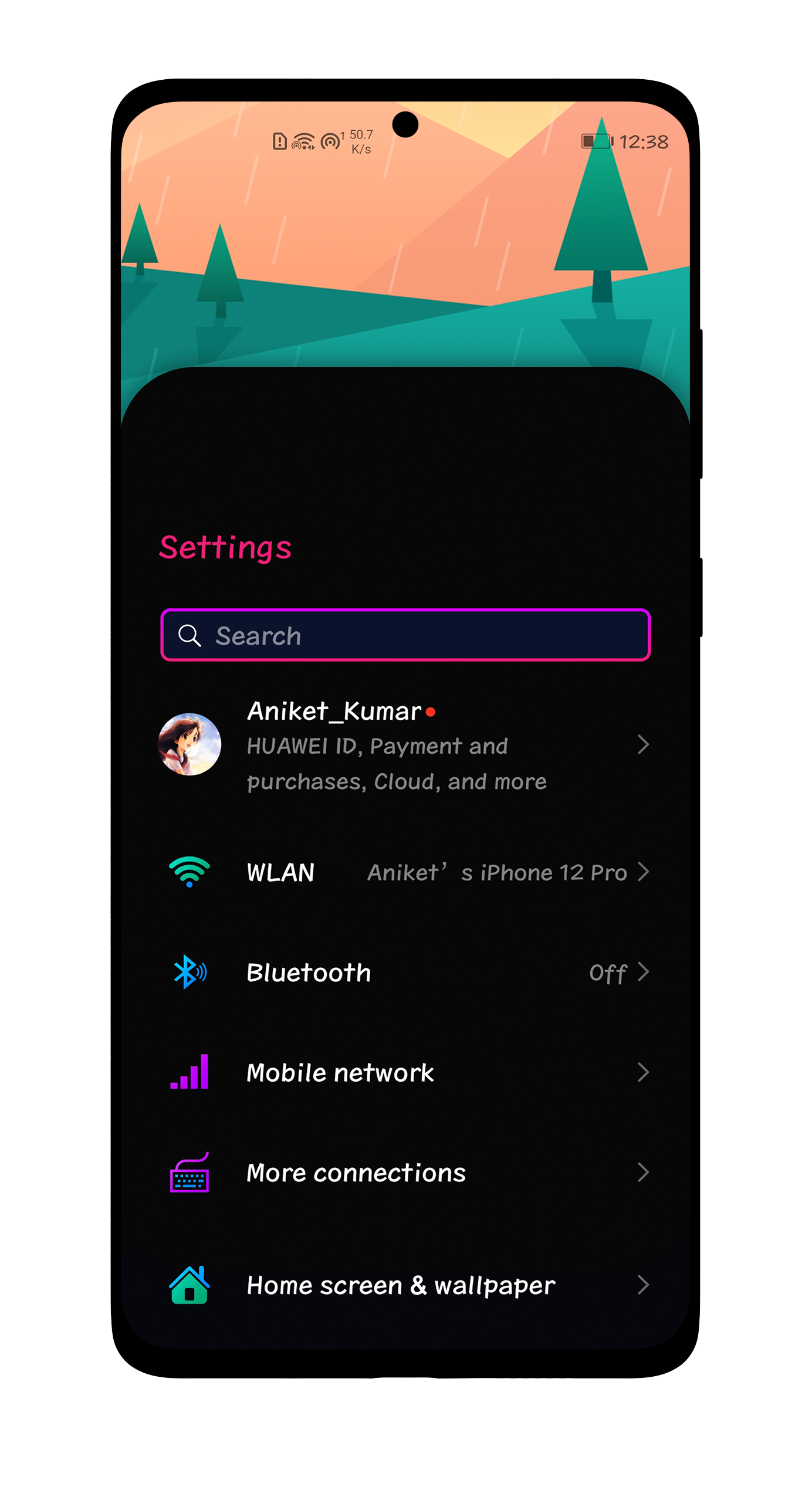 اسکرین شات 1 برنامه Material Card Dark EMUI Theme