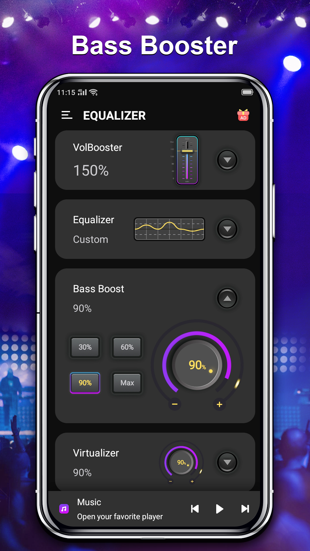 اسکرین شات 3 برنامه Equalizer & Volume Boost