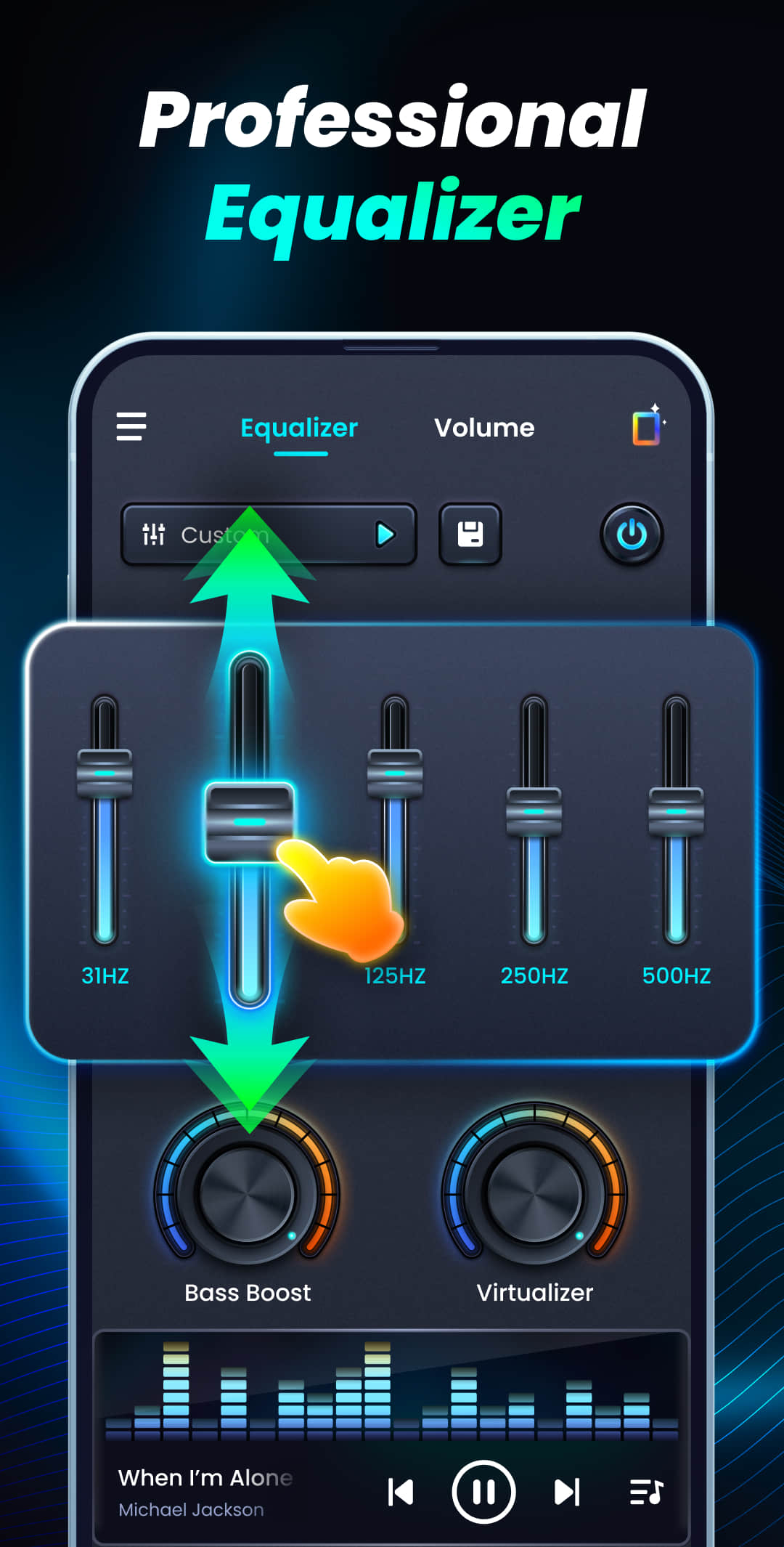 اسکرین شات 1 برنامه Volume Bass Booster, Equalizer
