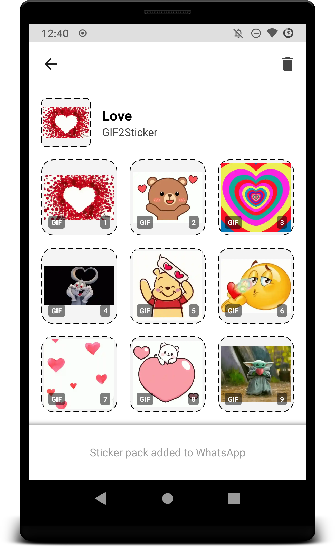 اسکرین شات 1 برنامه GIF2Sticker Animated Stickers
