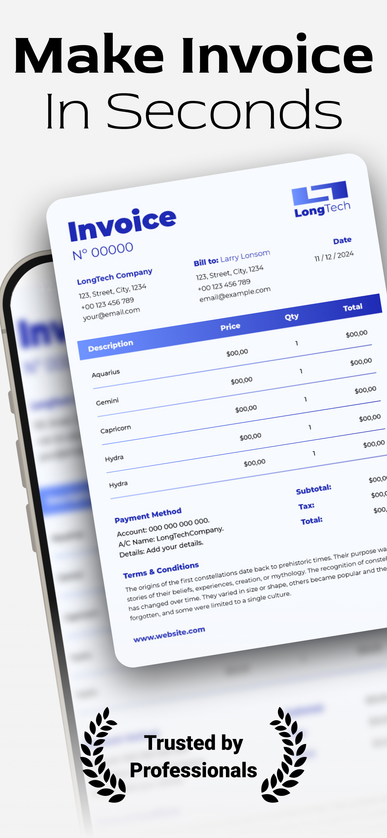 اسکرین شات 1 برنامه Invoice Generator and Estimate