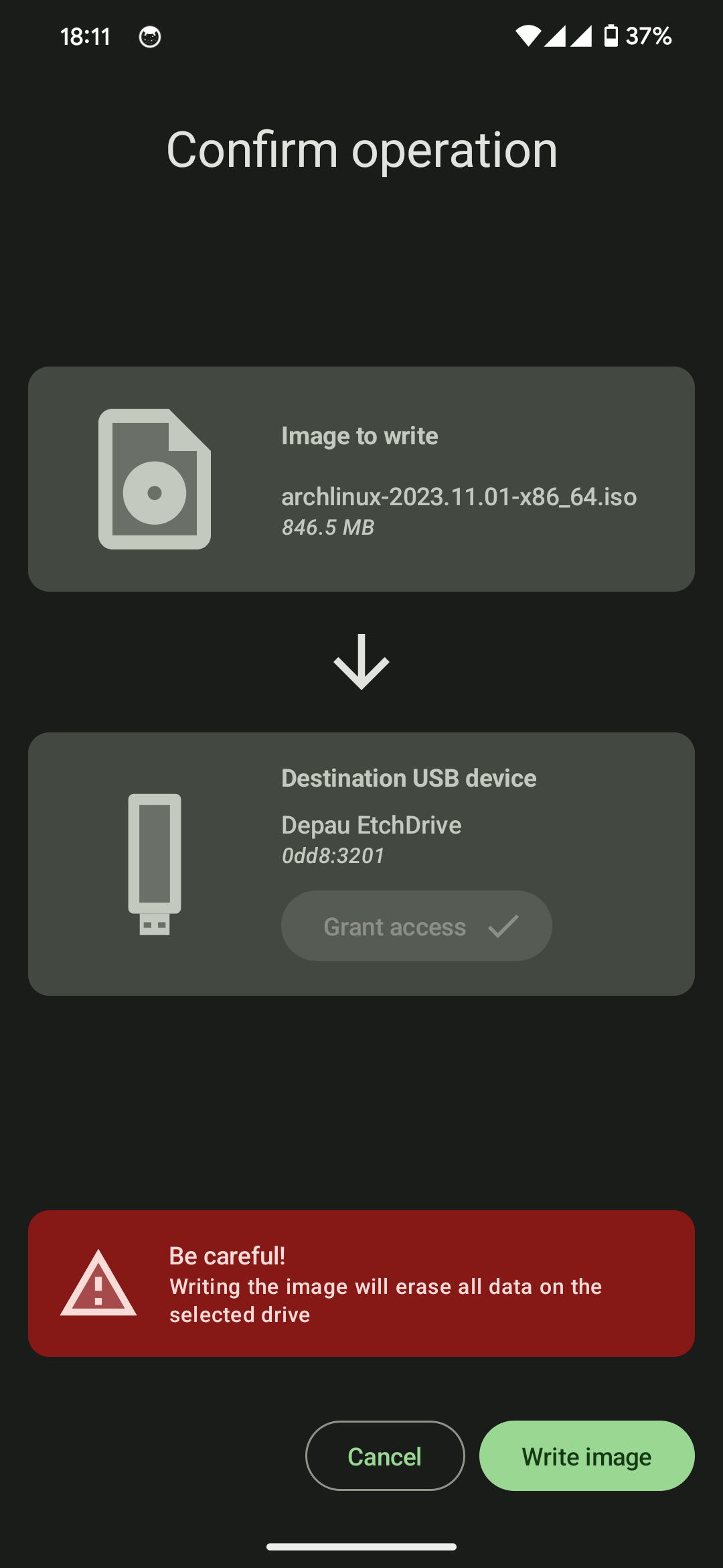 اسکرین شات 3 برنامه EtchDroid ISO to USB Writer