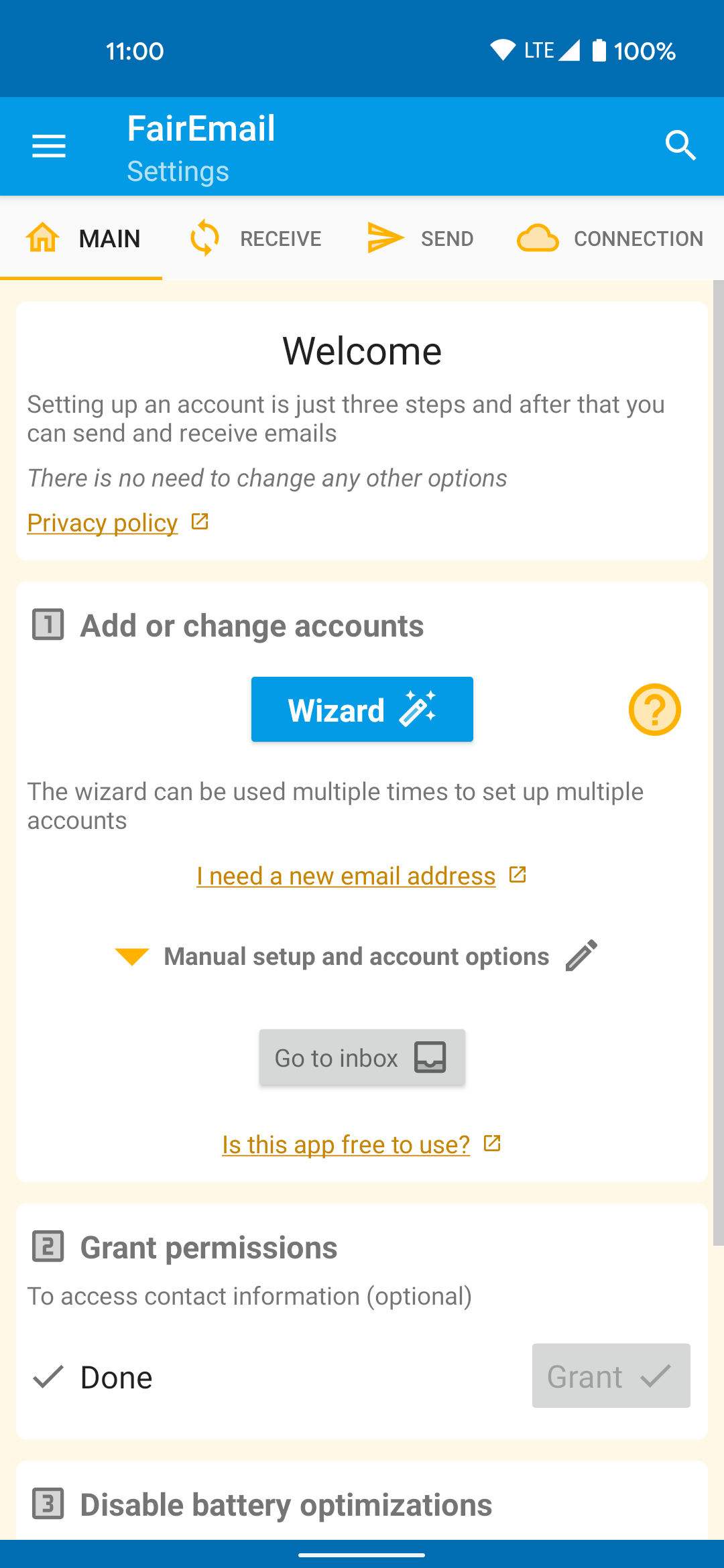 اسکرین شات 1 برنامه FairEmail, privacy aware email