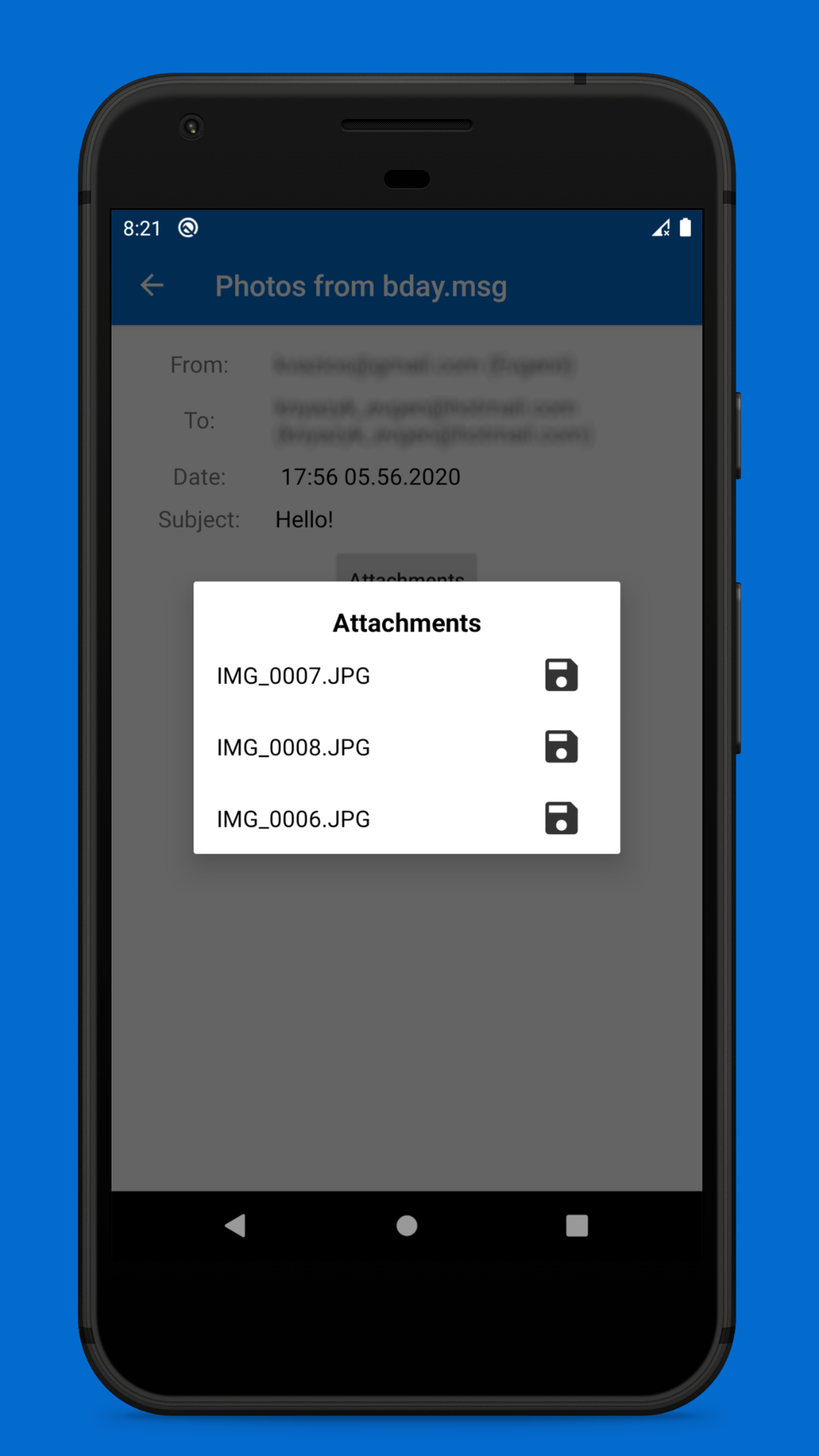 اسکرین شات 3 برنامه MSG EML File Viewer & Reader