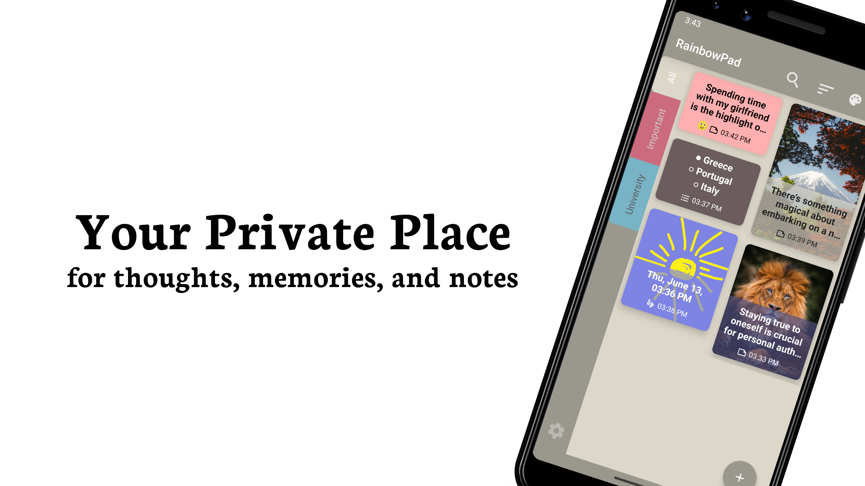 اسکرین شات 1 برنامه Color Note Diary - RainbowPad