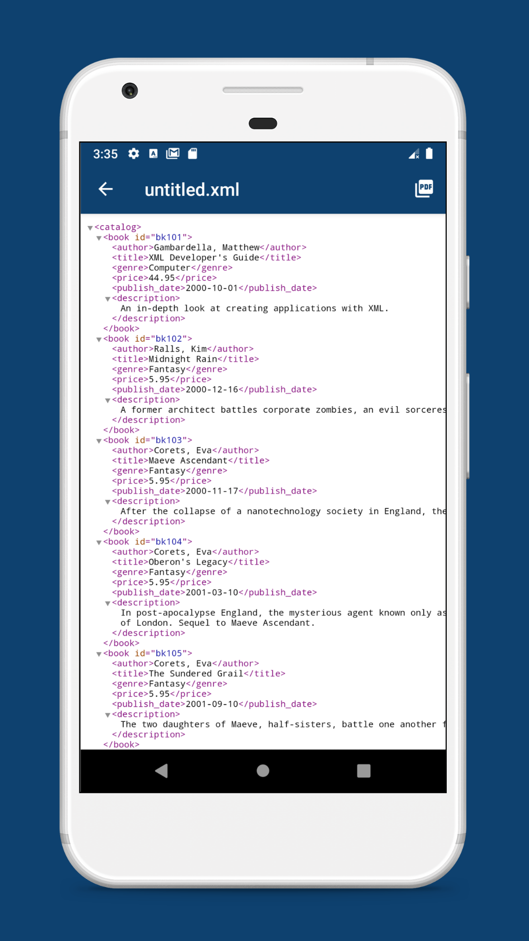 اسکرین شات 2 برنامه XML Viewer - Reader and Opener