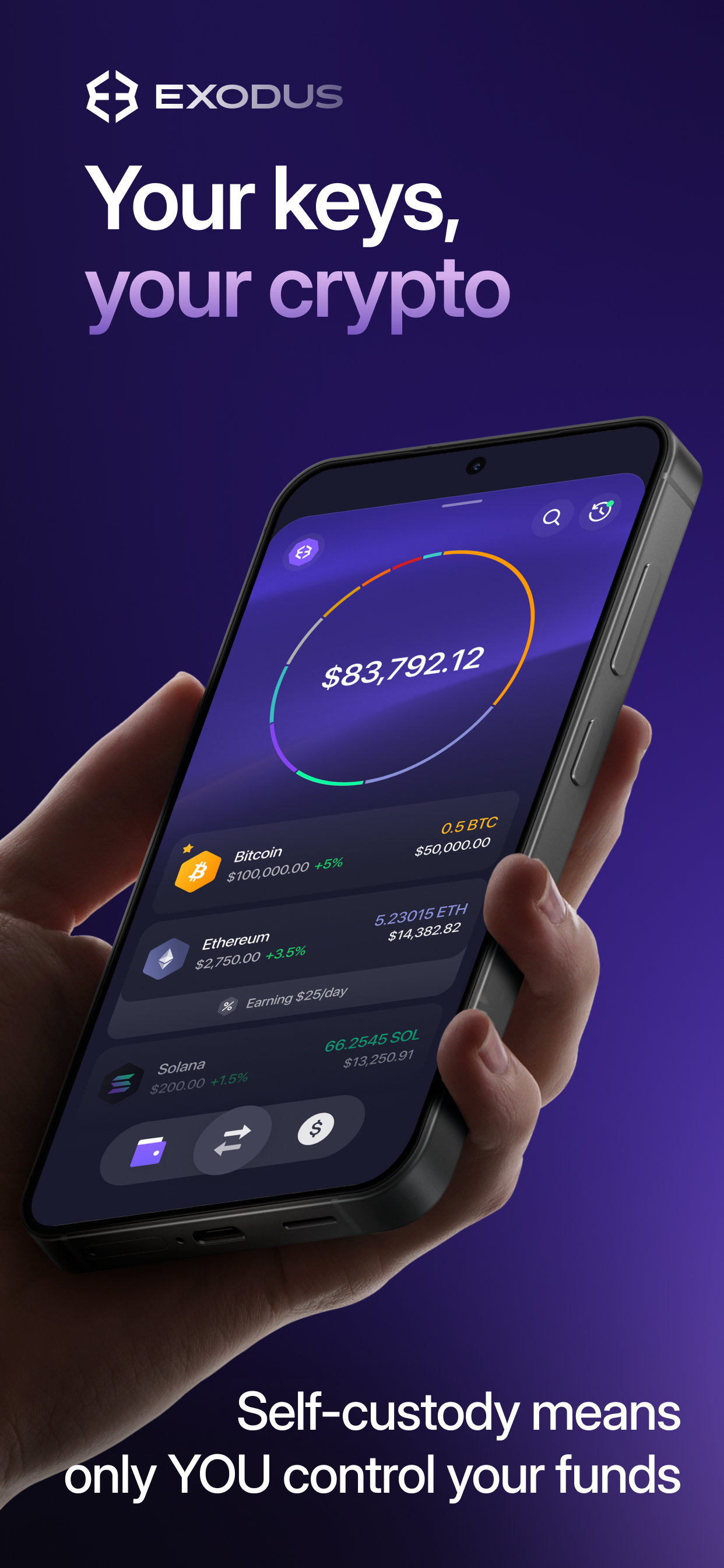 اسکرین شات 1 برنامه Exodus: Crypto Bitcoin Wallet