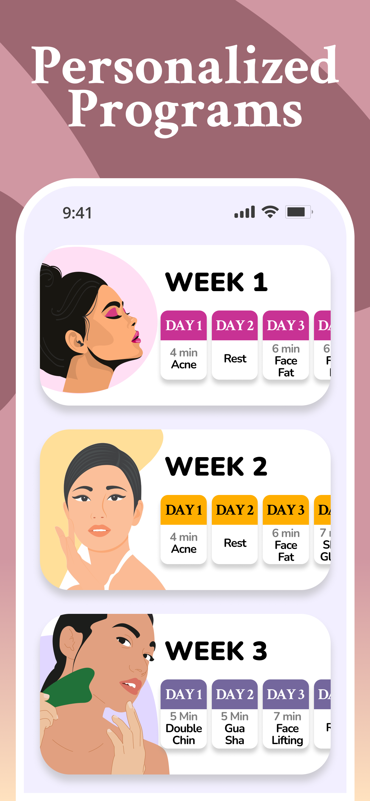 اسکرین شات 2 برنامه Face Yoga & Facial Exercises