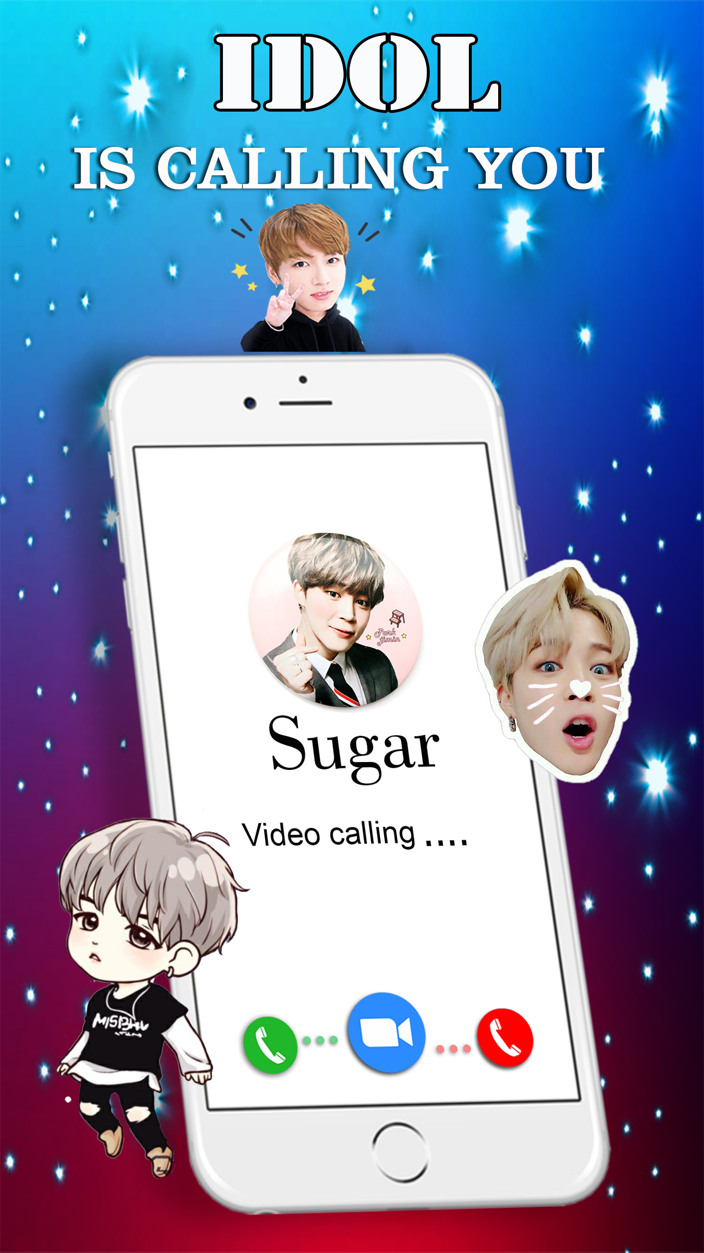 اسکرین شات 1 برنامه idol Call You: Fake Video Call