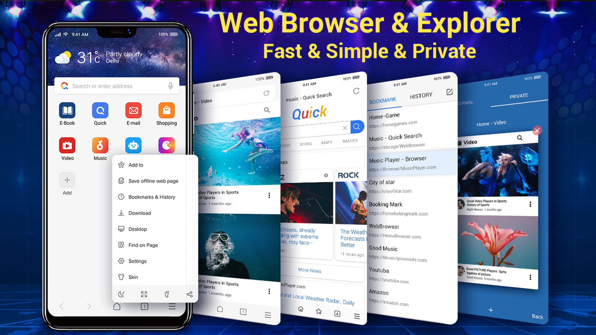 اسکرین شات 1 برنامه Web Browser & Fast Explorer