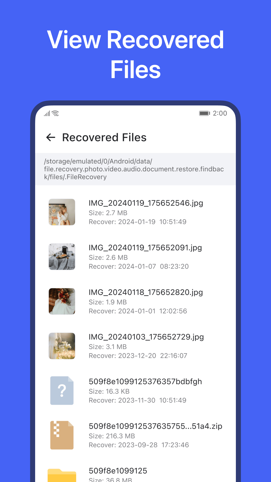 اسکرین شات 4 برنامه FileRecovery - Restore photos