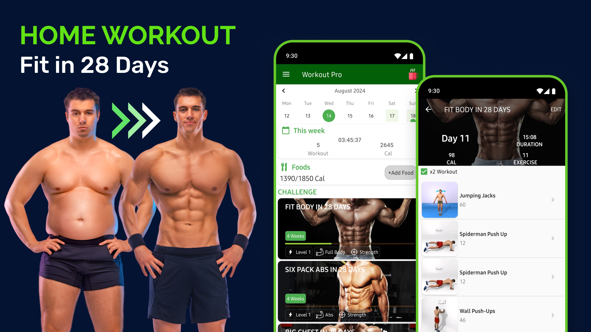 اسکرین شات 1 برنامه Home Workout - Fit in 28 Days