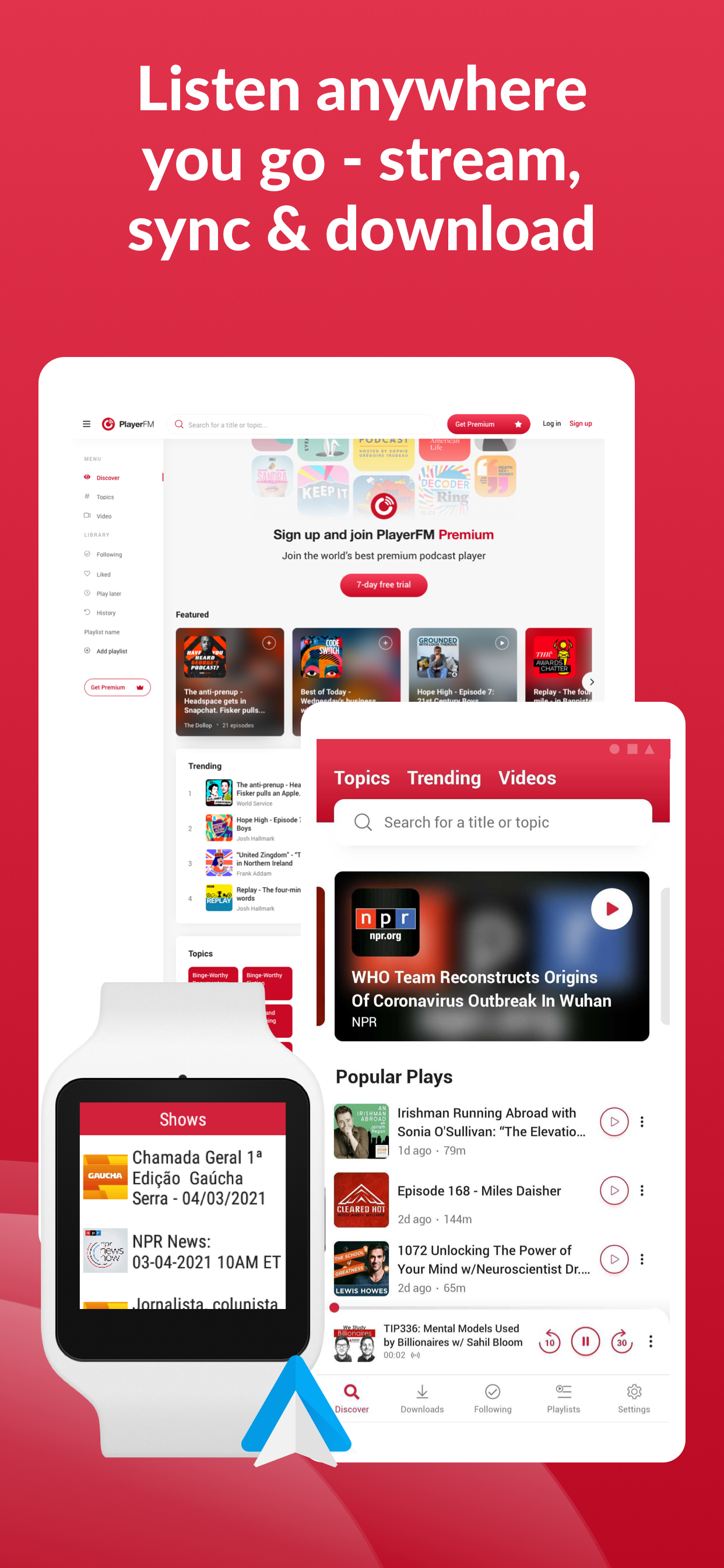 اسکرین شات 8 برنامه Offline Podcast App: Player FM